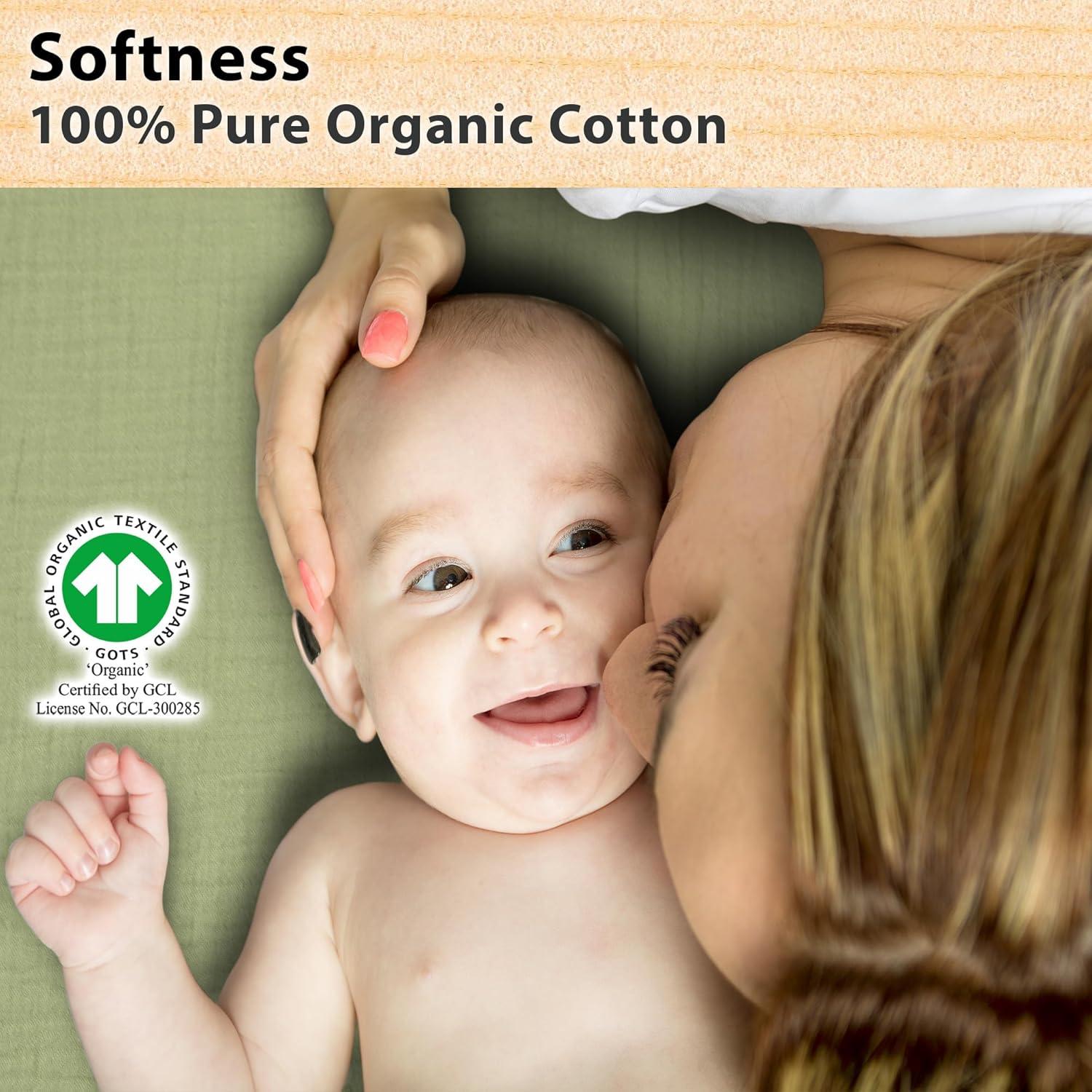 Bublo Baby Baby Muslin Bassinet Sheet Set, 3 Pack Organic Cotton Universal Fitted Bedding Cover for Oval, Hourglass & Rectangle Bassinet Mattress, Fitted Sheets Size 32 x 16 x 4 Inches (Set of 3)