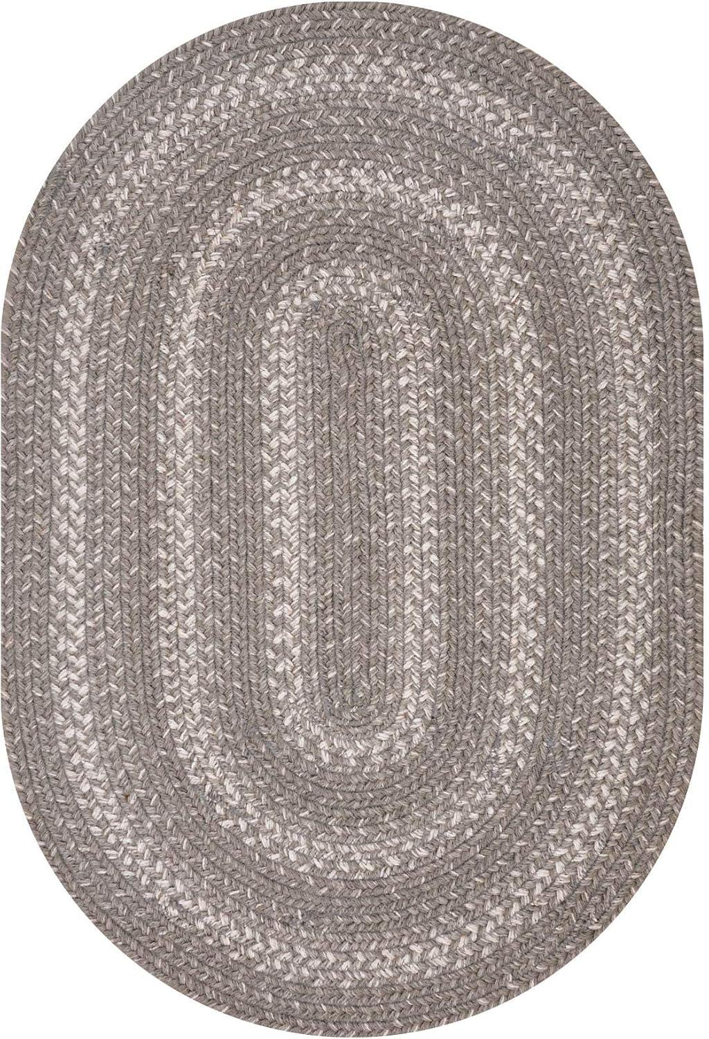 Homespice Gray Cloud Gray and Ivory 4x6' Oval Braided Rug for Area Rugs Country Style