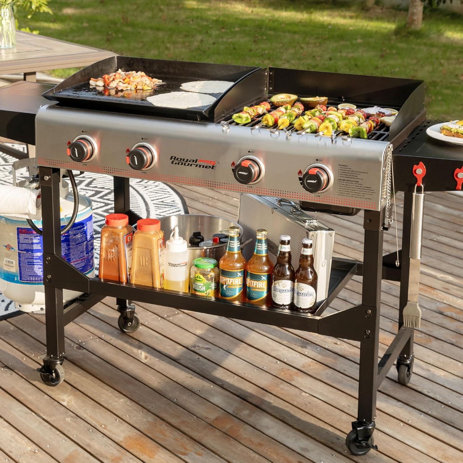 Royal Gourmet 66" Black and Silver Propane Gas Grill with Griddle