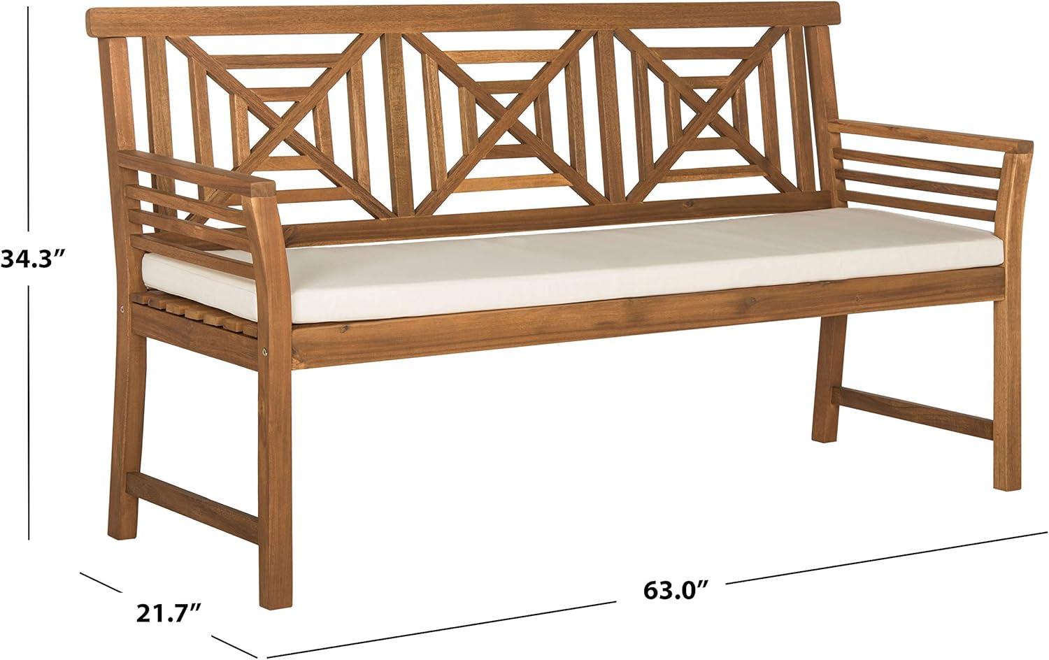 Del Mar 3 Seat Bench - Outdoor - PAT6737 - Natural/Beige - Safavieh