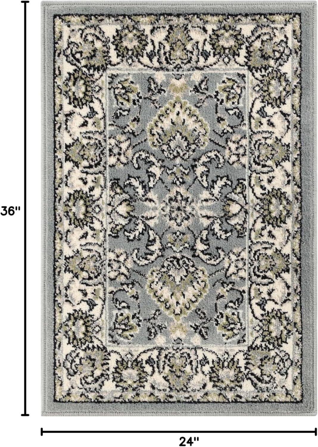 Superior Traditional Floral Area Rug 2' x 3', Indoor Rugs For Living Room Bedroom, Cream