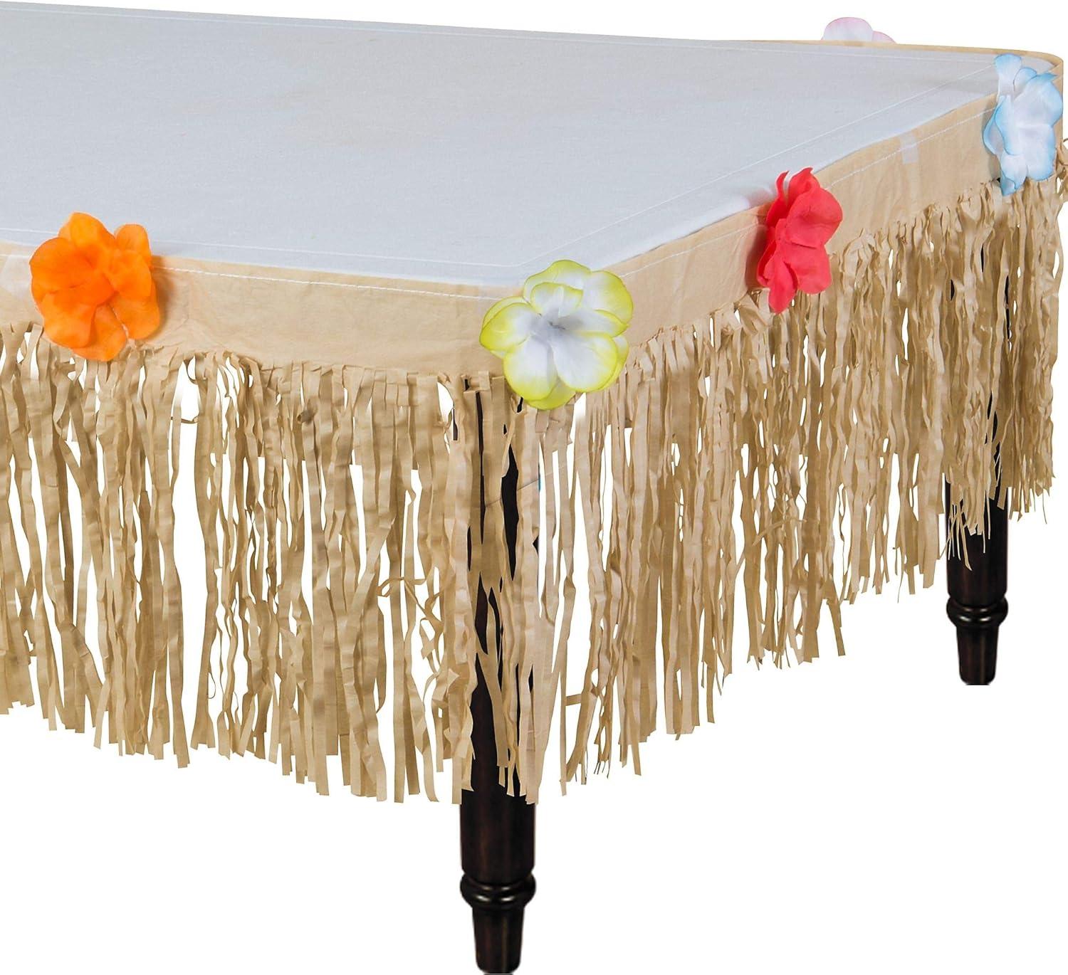 Amscan Party Tablecovers, Natural Colored Grass Mini Table Skirt, Party Supplies, Brown, 15" x 9'