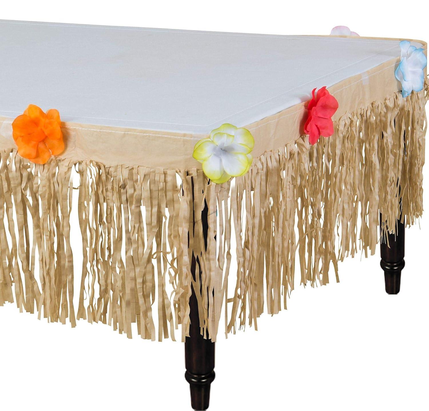 Amscan Party Tablecovers, Natural Colored Grass Mini Table Skirt, Party Supplies, Brown, 15" x 9'