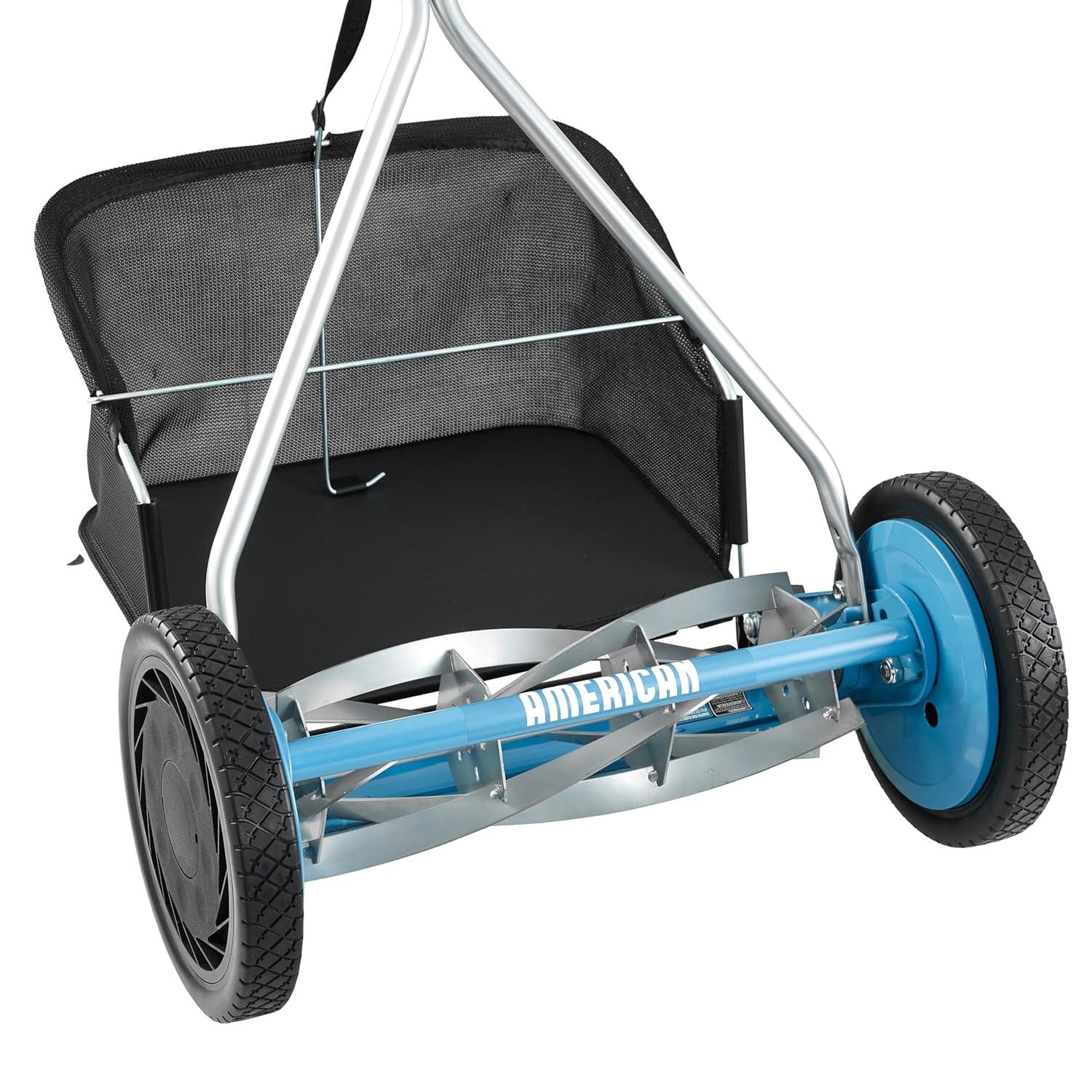 16 in. 5-Blade Manual Walk Behind Reel Lawn Mower, Grass Catcher Included