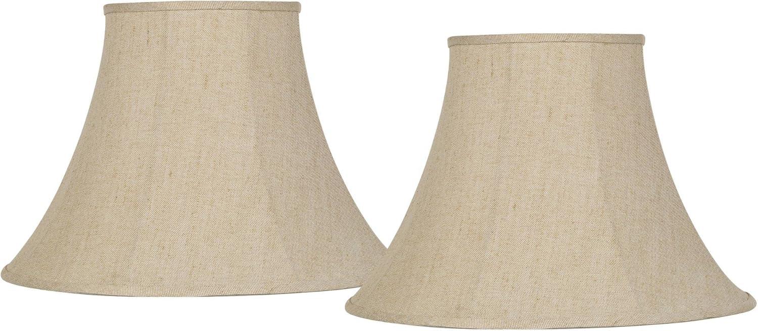 Springcrest Set of 2 Bell Lamp Shades Beige Large 9" Top x 19" Bottom x 12.5" High Spider with Replacement Harp and Finial Fitting