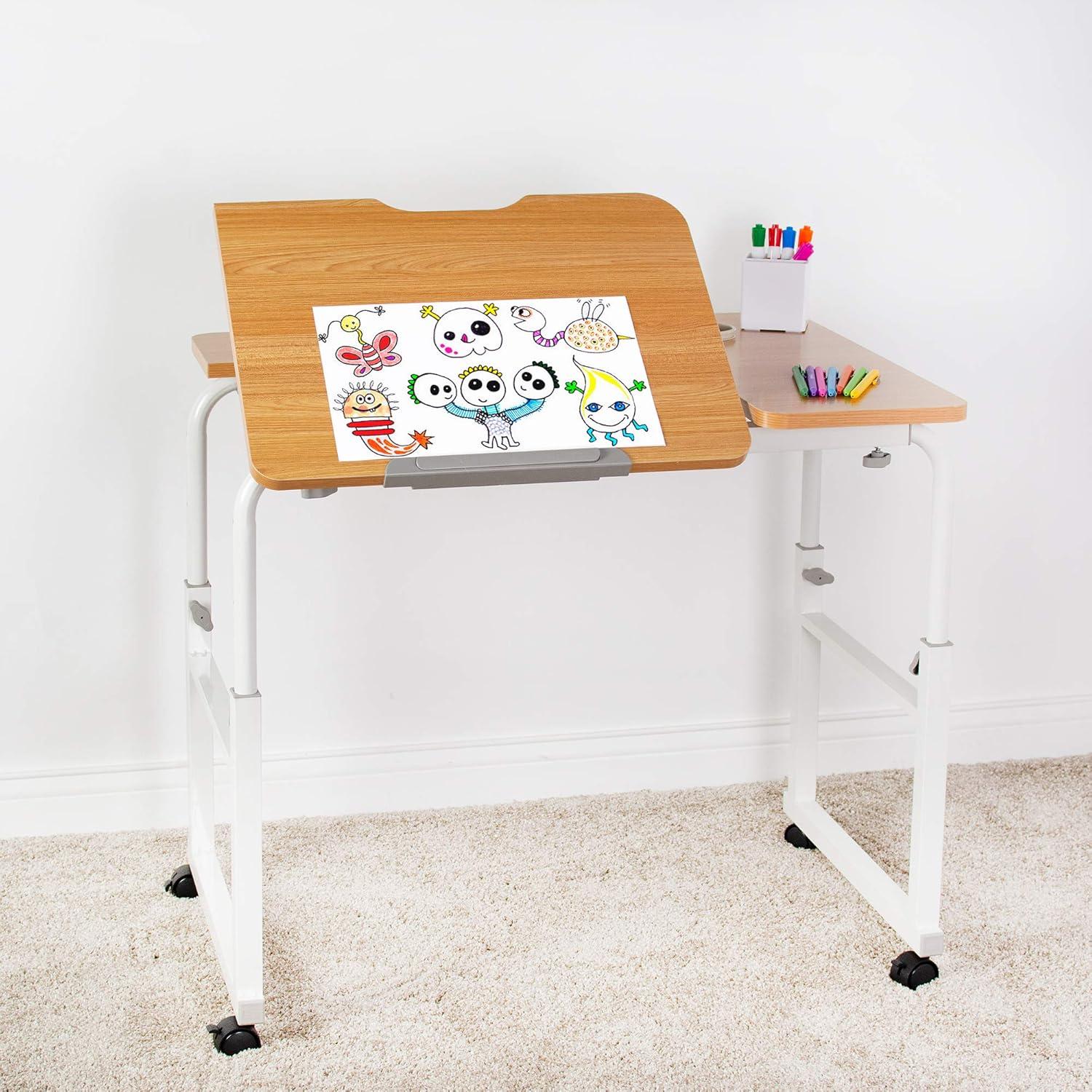 Adjustable Modern White Laminated Wood Writing Desk with Cup Holder