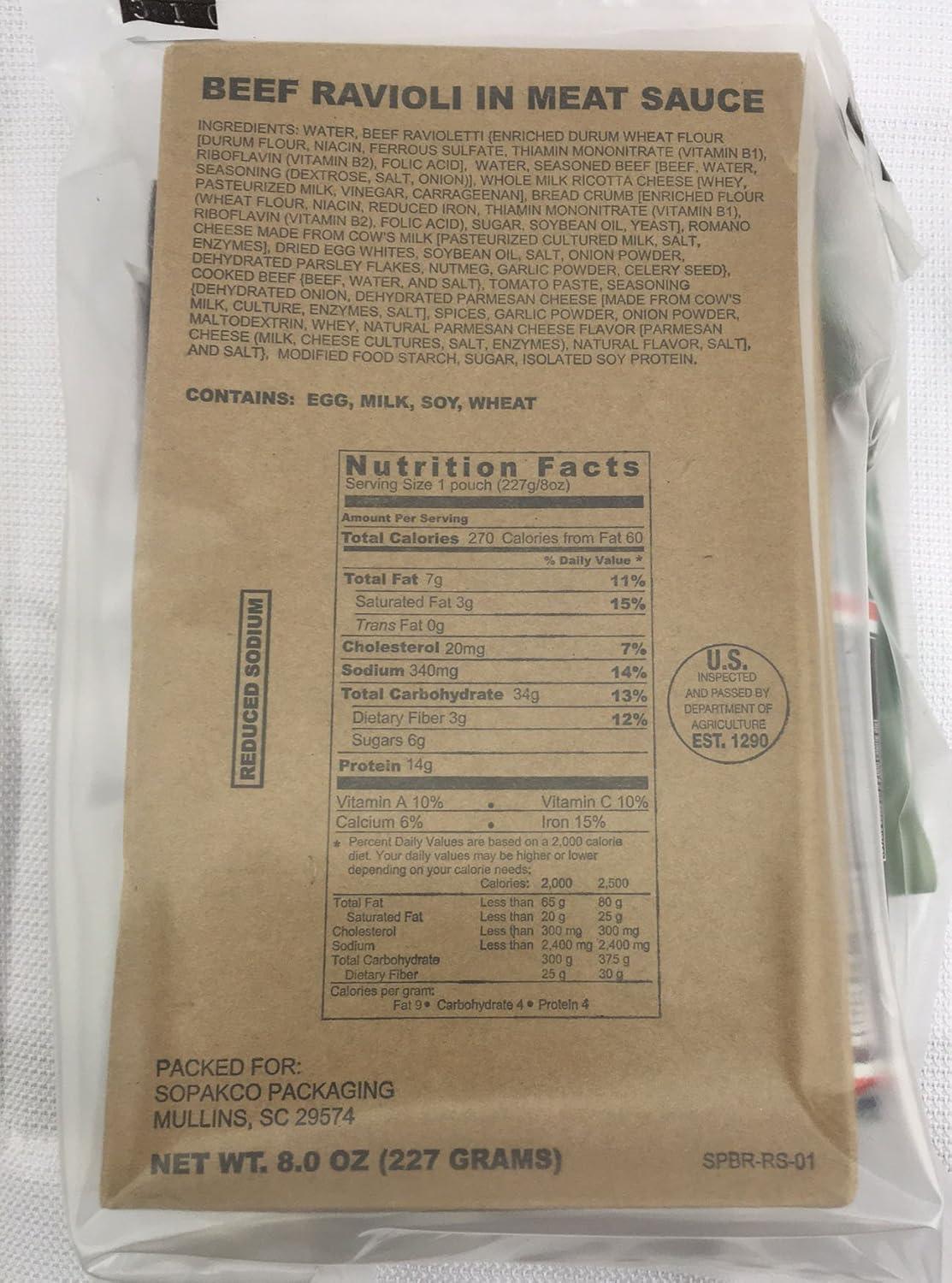 Case of 14 SOPAKCO MRE Reduced Sodium Emergency Ration Meals - Ready to Eat Factory Sealed and Banded 7020 01/22