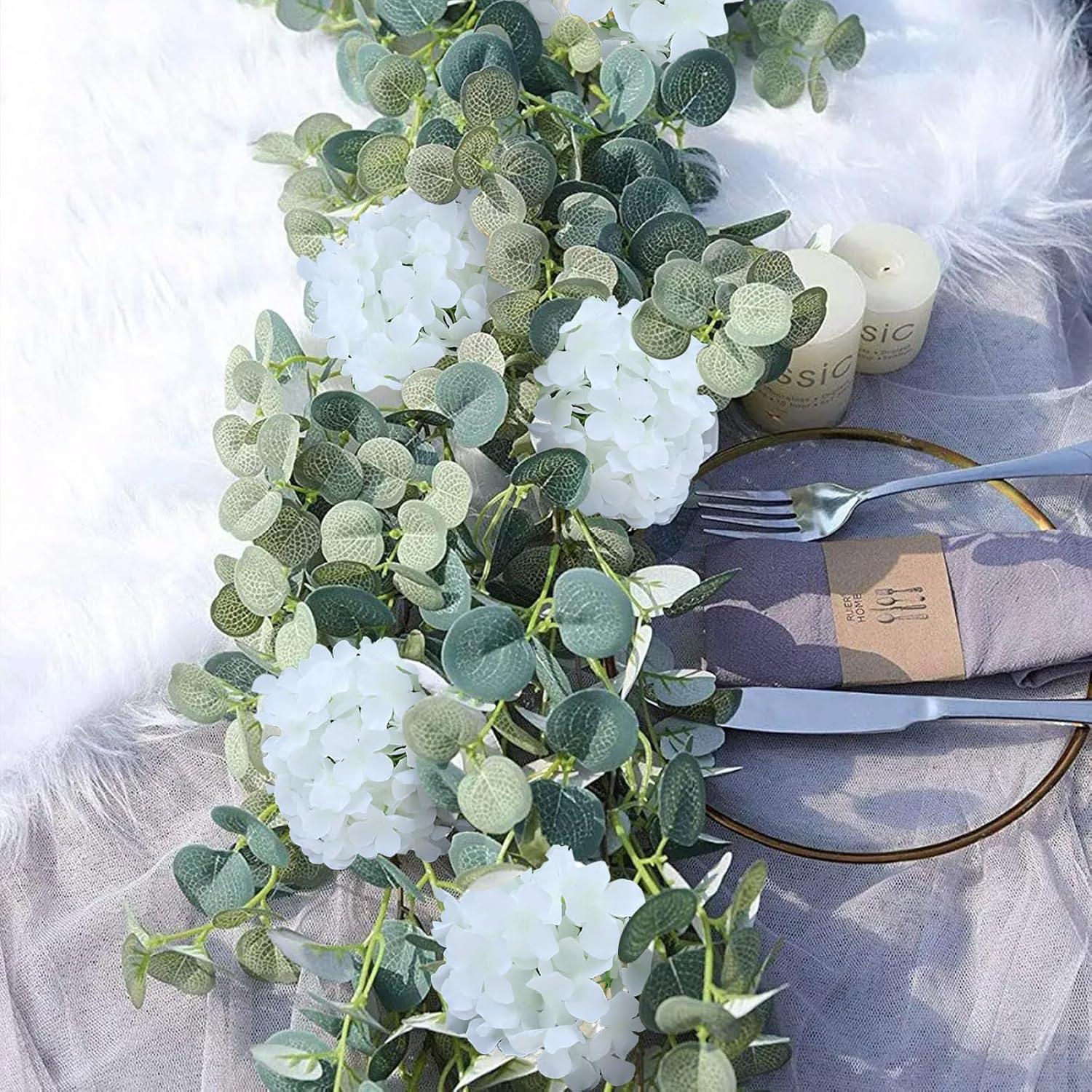 AVIVIHO Hydrangea Artificial Flowers Realistic White Fake Hydrangeas Silk Flowers with Stems Pack of 10 for Spring Mother's Day Easter Gifts Wedding Floral Bouquet Home Decor Party Decoration