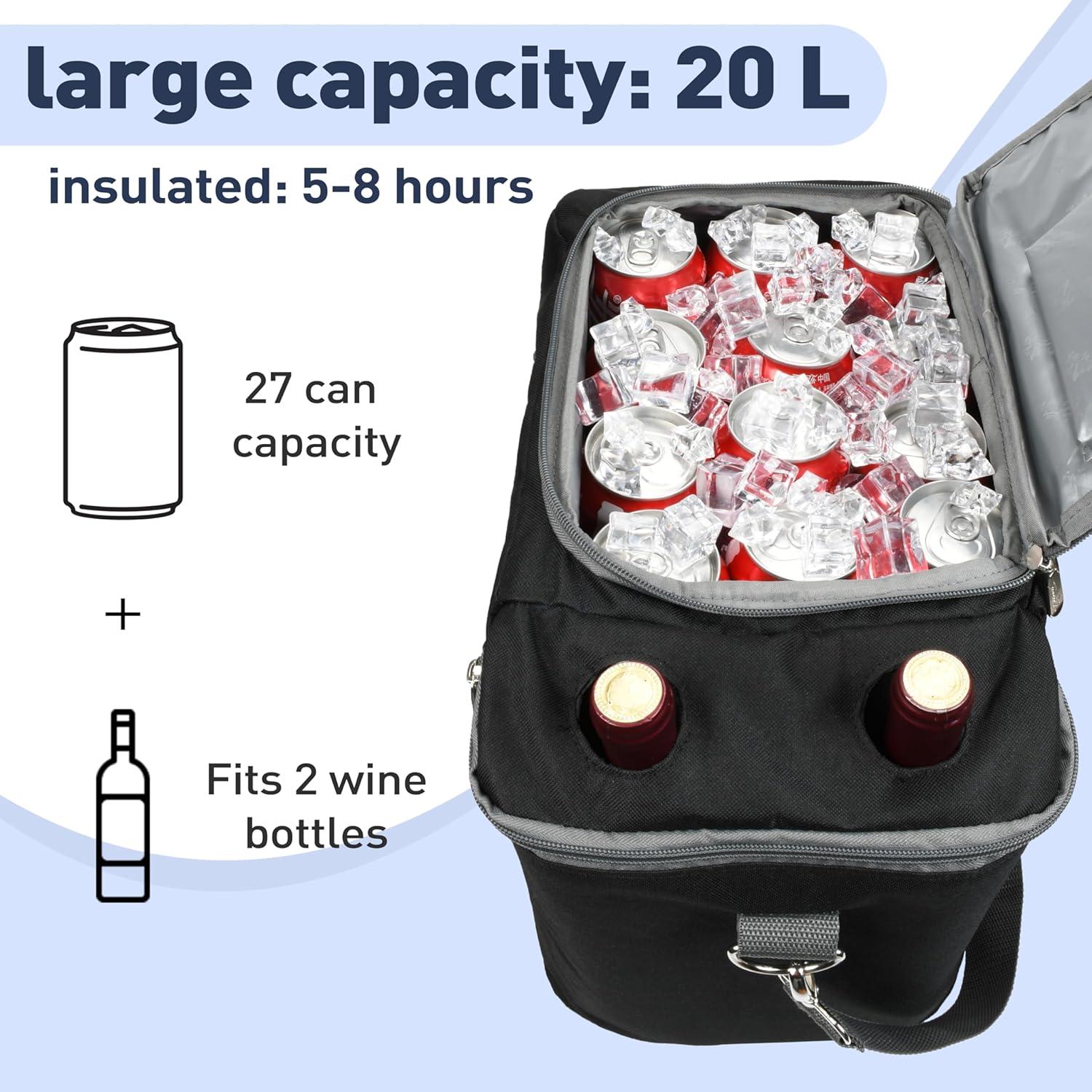 Tirrinia Tirrinia 27 Cans Cooler Bag, Dual Compartment Insulated Leakproof Coolers with Shoulder Strap by Tirrinia CB