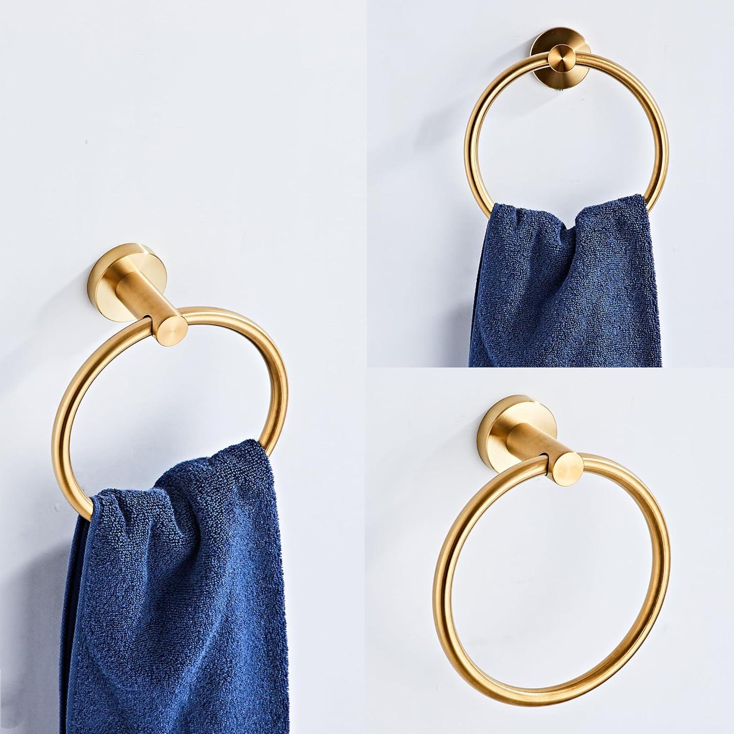 Bathroom Hardware Set 5 Piece With Towel Racks For Bathroom, SUS304 Stainless Steel Bath Towel Bar Set, 24 Inch Wall Mounted Accessories Kit…