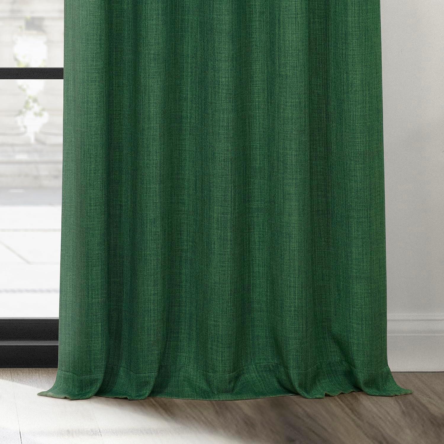 HPD Half Price Drapes Key Green Faux Linen Room Darkening Curtains for Bedroom & Living Room Curtains (1 Panel), Door & Window Curtains 84 inches long, Rod Pocket Curtains & Drapes, 50W X 84L