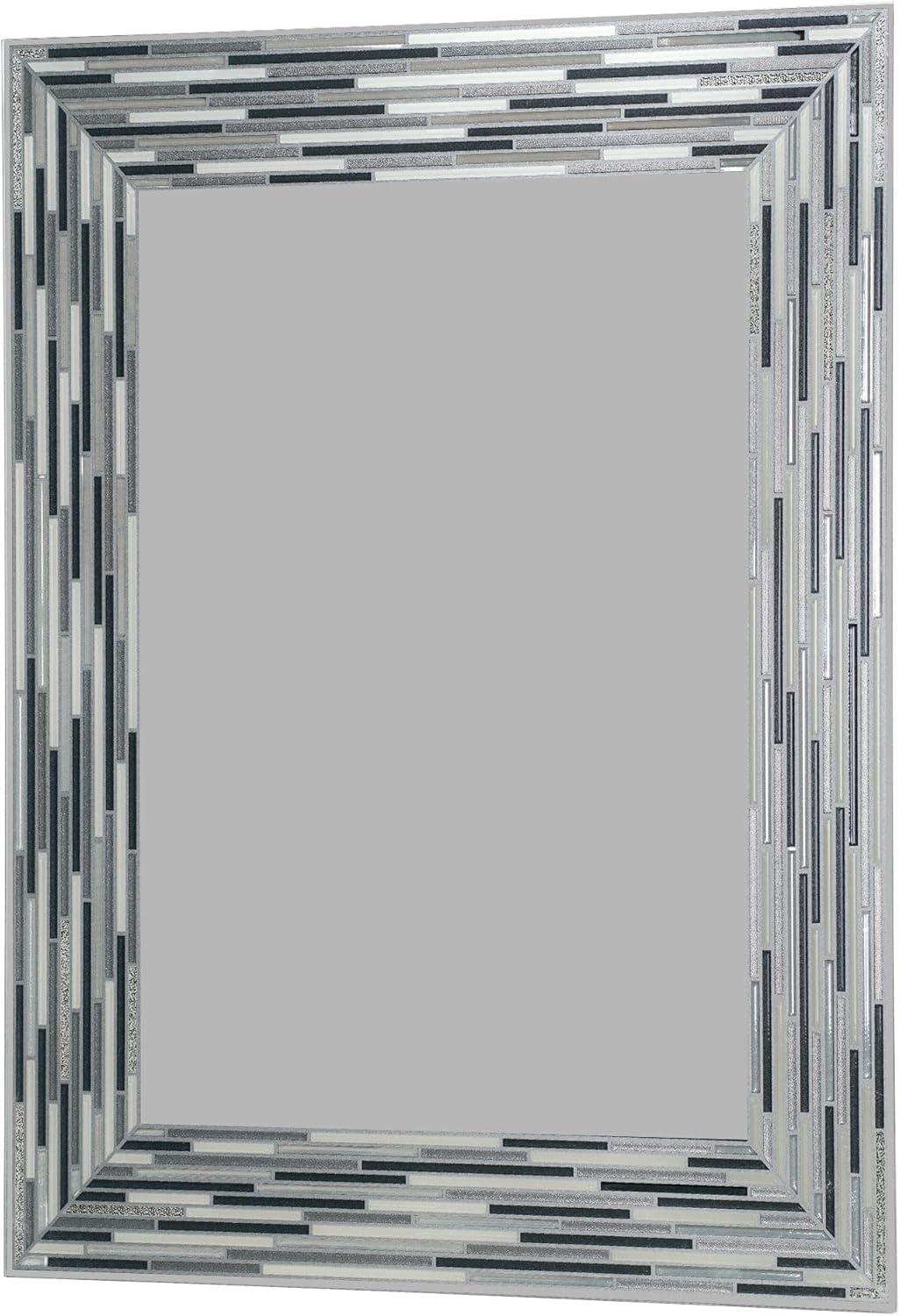 Elegance Reeded Charcoal Mosaic 24" x 30" Frameless Vanity Mirror