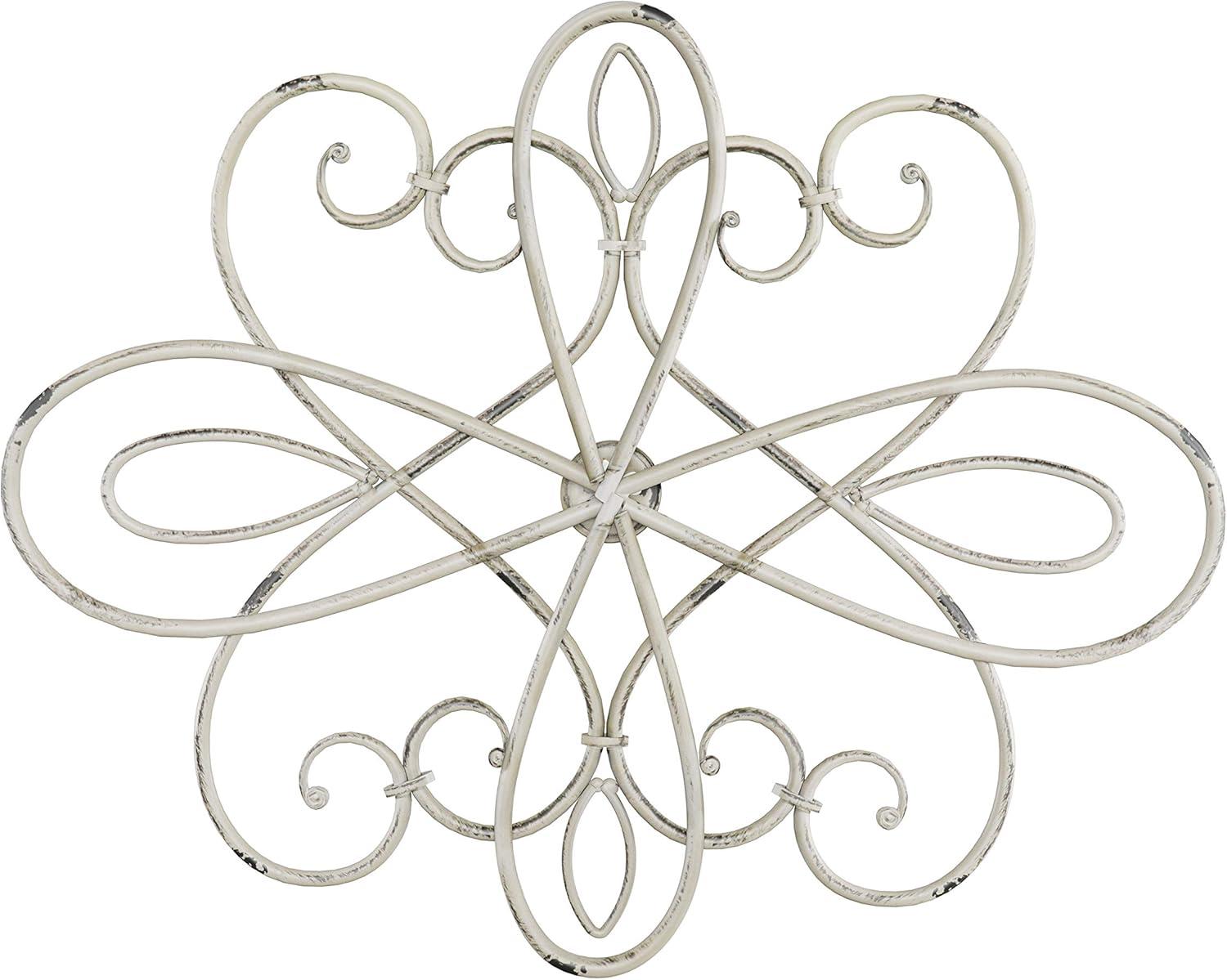 Medallion Metal Wall Art- 15 Inch Oval Swirl Metal Home Décor, Hand Crafted with Distressed Finish- Mounting Screws Included by Lavish Home