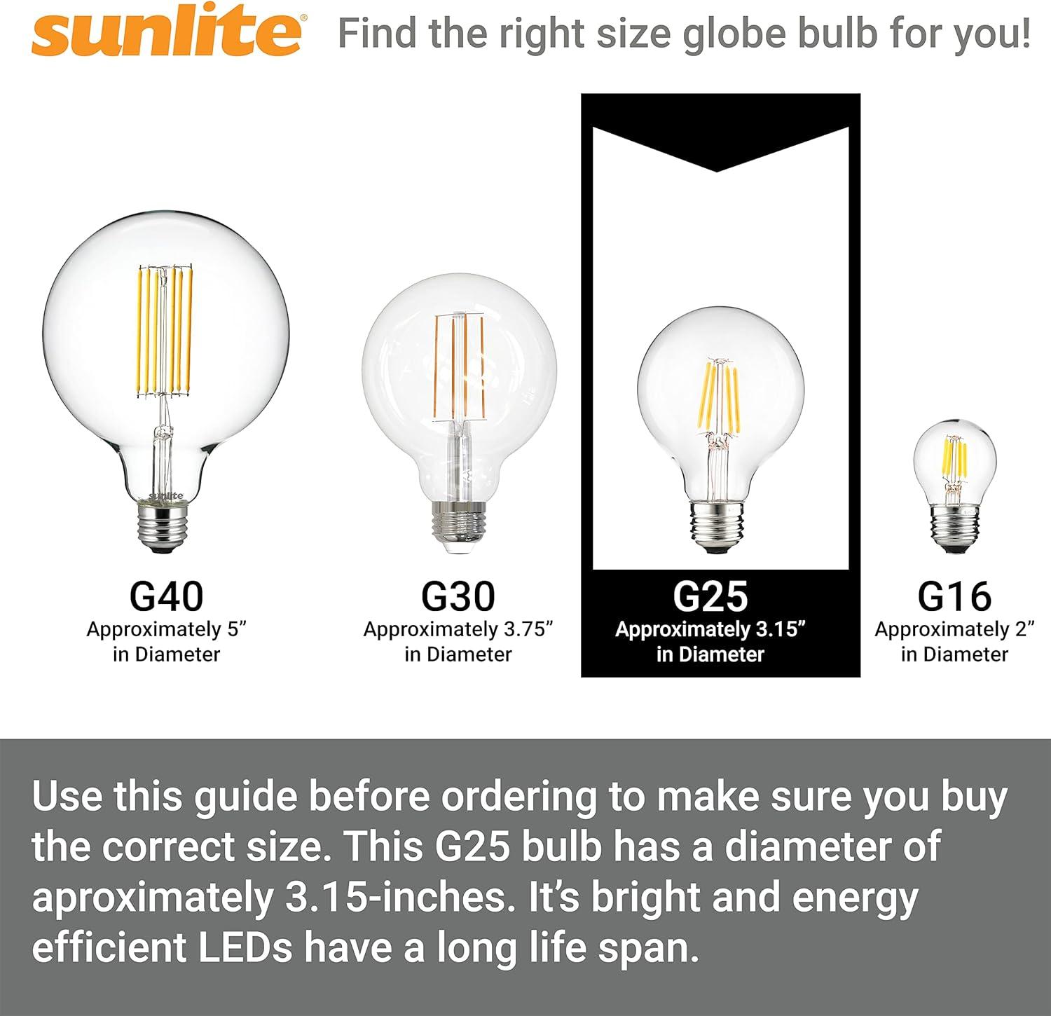 Sunlite 8.5w LED G40 Edison Globe Antique E26 Base 2700K Bulb - 100W Equiv