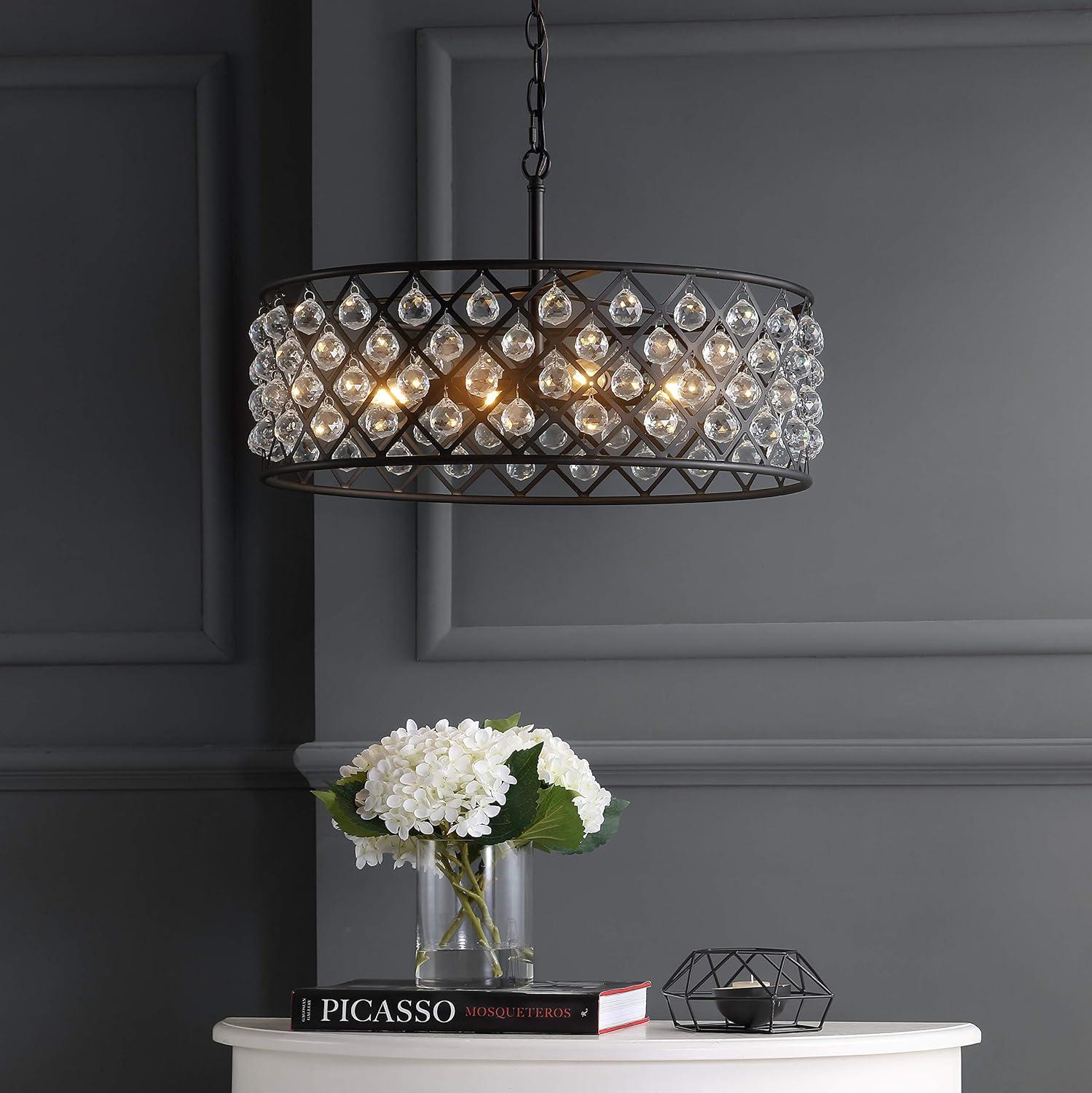 Gabrielle 23" Crystal/Metal LED Pendant, Oil-Rubbed Bronze