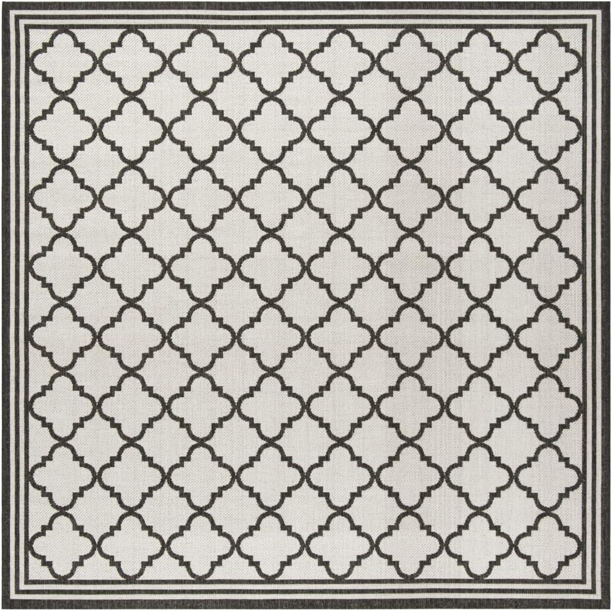 Beach House BHS121 POWER LOOMED Indoor/Outdoor Area Rug - Light Grey/Charcoal - 4'x4' - Safavieh