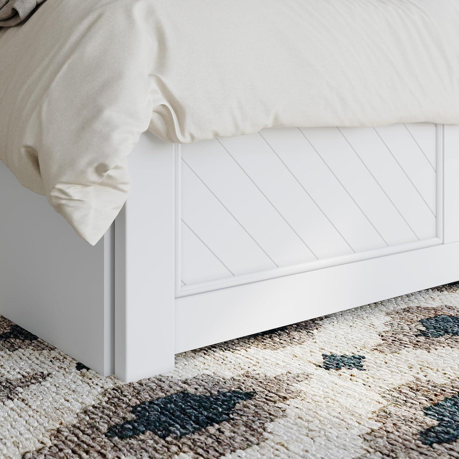 AFI Canyon White Solid Wood Platform Bed with Matching Footboard & Storage Drawers, Full