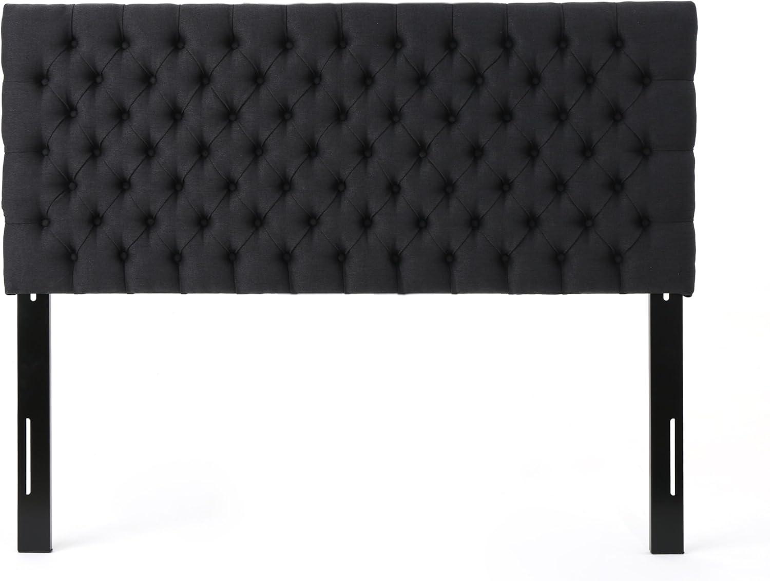 GDFStudio Brunet Contemporary Tufted Adjustable Upholstered Queen Headboard, Dark Charcoal/Fabric