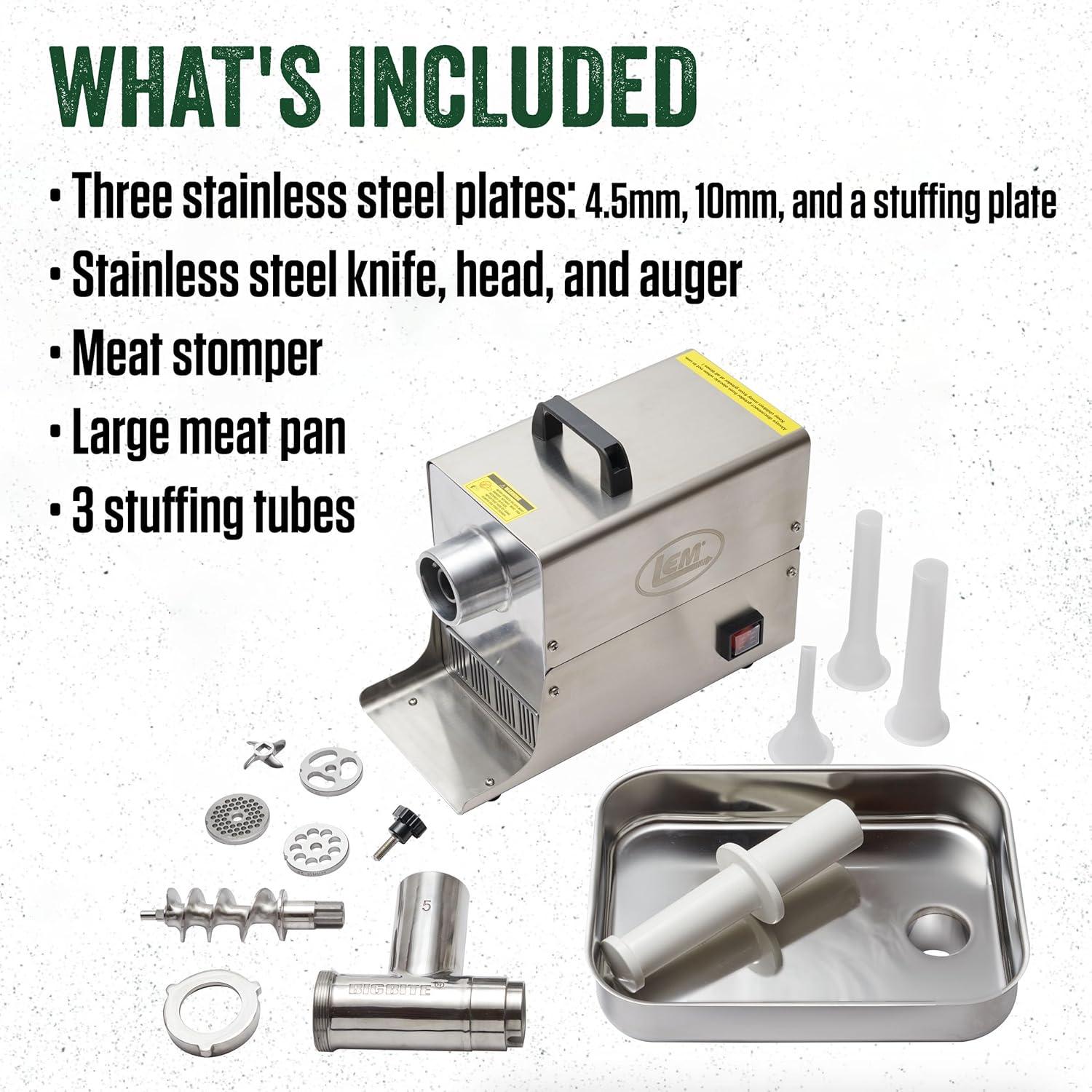 LEM Big Bite #8 Electric Stainless Steel .50Hp Grinder, 1 Pack