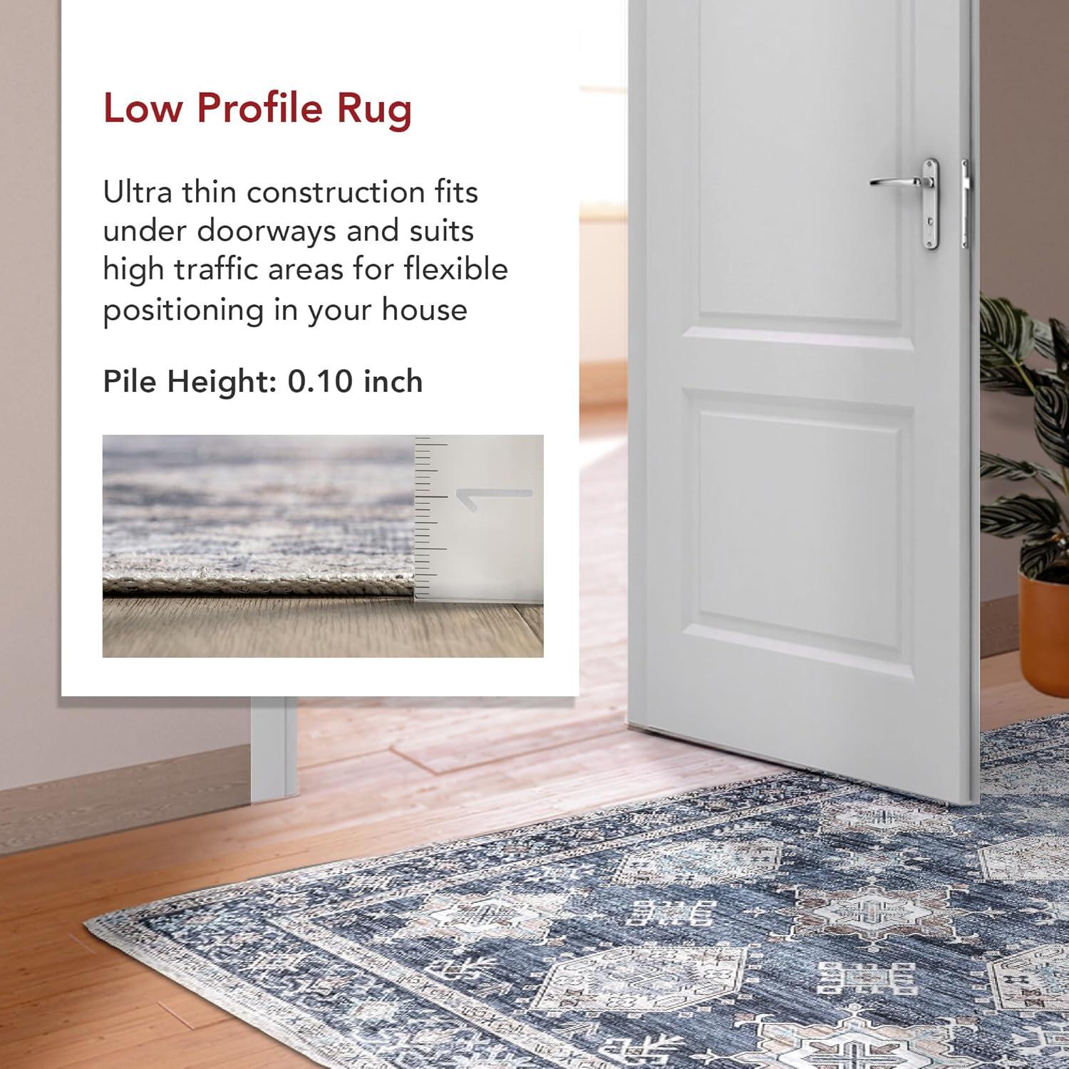 Nuloom Finley Medallion 2x8 Machine Washable Runner Indoor Area Rug for Living Room Bedroom Dining Room Entryway Hallway Kitchen, Blue/Grey