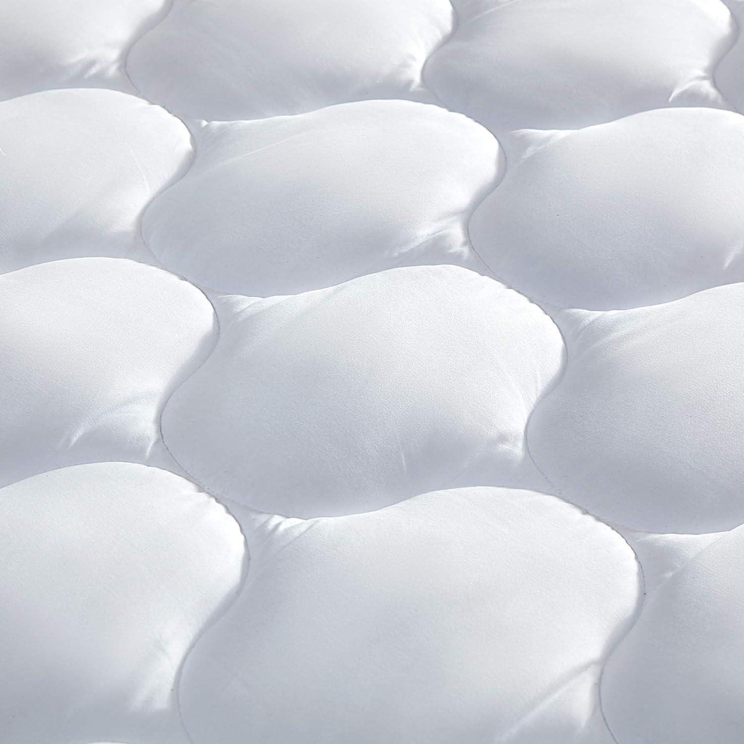 SLEEP ZONE Quilted Fitted Twin Mattress Pad Cover - Soft Fluffy Pillow Top Bed Mattress Topper Deep Pocket 8-21 inch, Twin