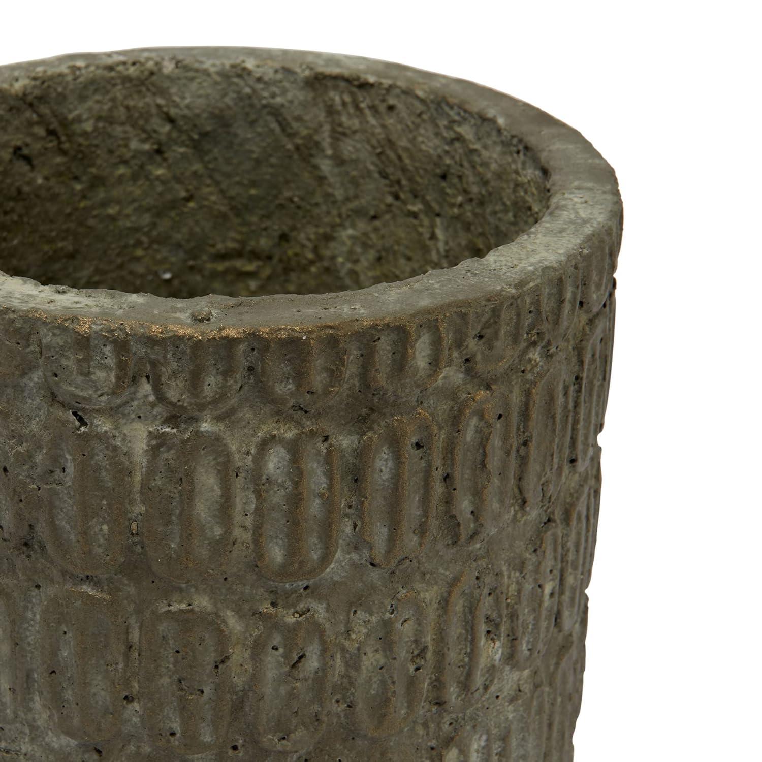 Distressed Black Cement 6.75" Debossed Planter