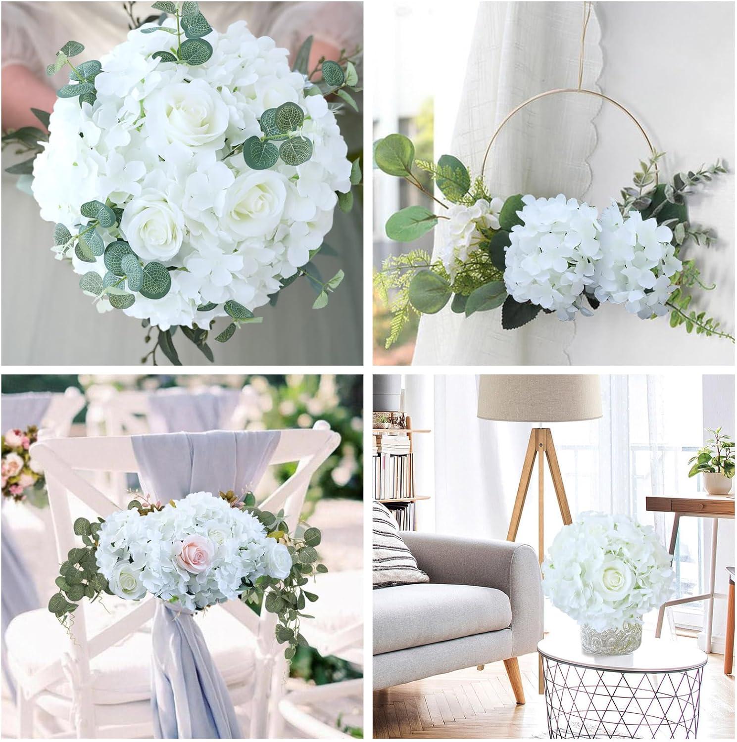 AVIVIHO Hydrangea Artificial Flowers Realistic White Fake Hydrangeas Silk Flowers with Stems Pack of 10 for Spring Mother's Day Easter Gifts Wedding Floral Bouquet Home Decor Party Decoration