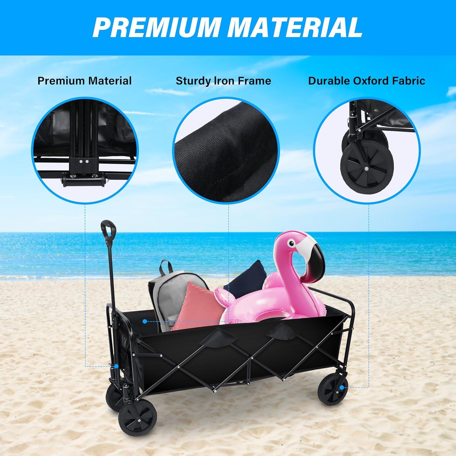 YSSOA 330LBS Folding Outdoor Garden Cart Wagon Camping Cart