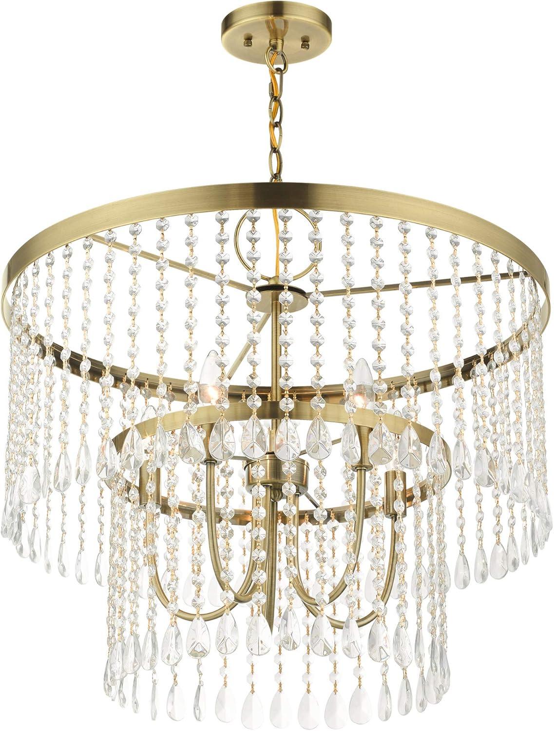 Elegant Elizabeth Crystal and Nickel 5-Light Chandelier