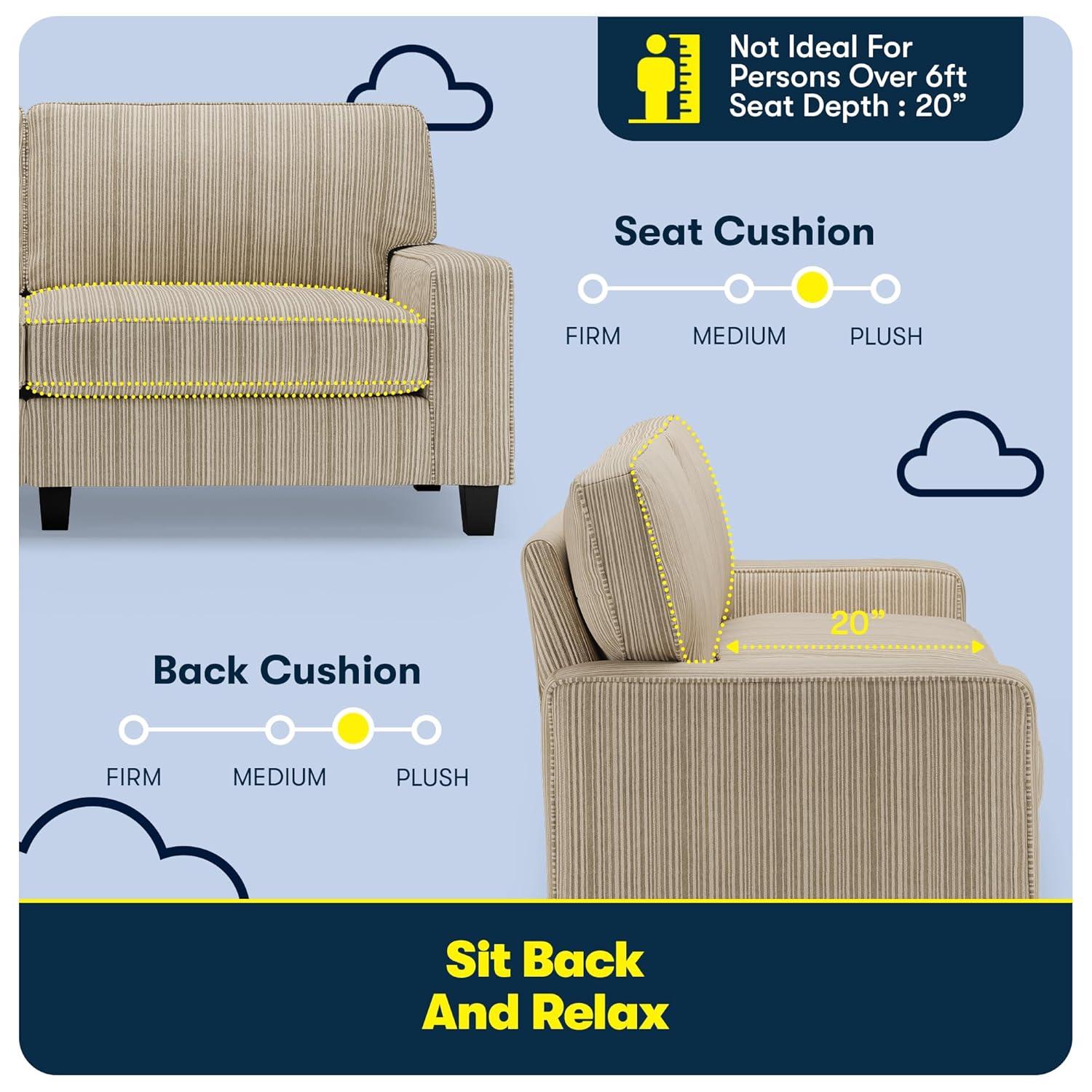 Serta Palisades 78" Track Arm Sofa, Easy Care Fabric, Soft Pillow Back, Pocket Coil Seat Cushions