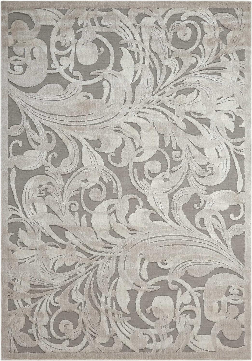 Ivory Floral Wool-Synthetic Blend 4' x 6' Area Rug