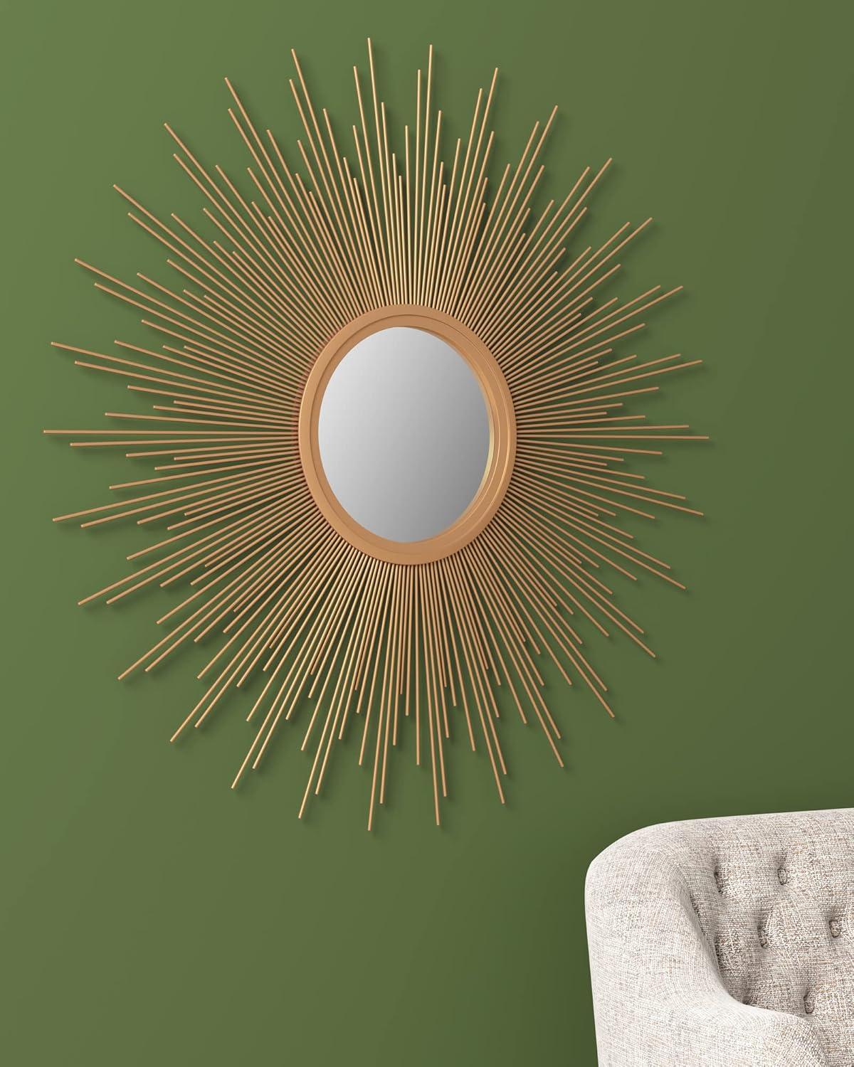 29.5" Round Dia Fiore Sunburst Decorative Wall Mirror Gold - Madison Park