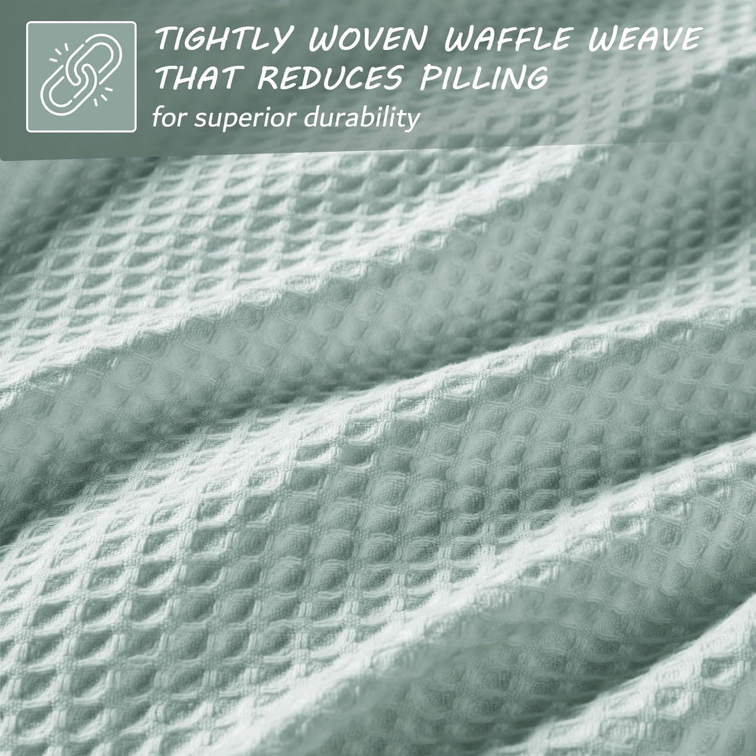 Aqua Twin-Size Ultra-Soft Cotton Waffle Weave Blanket