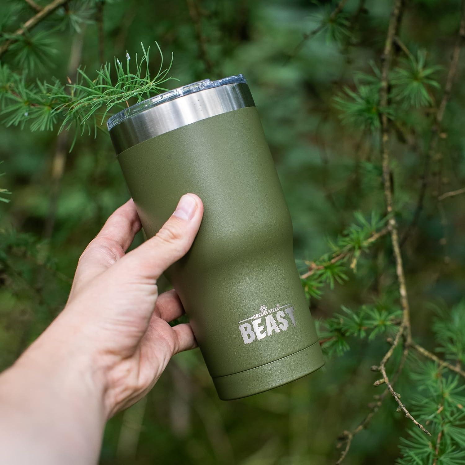 Army Green 20oz Stainless Steel Travel Tumbler with Lid and Straws