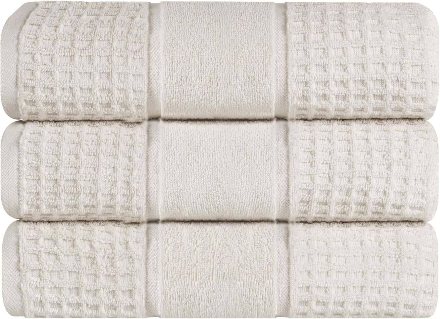 Stone Cotton 3 Piece Bath Towel Set with Waffle Border