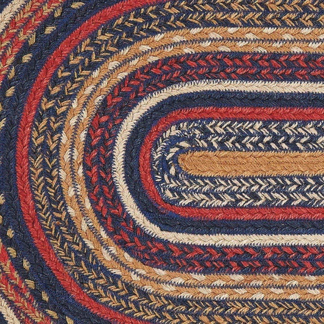 VHC Brands Stratton Jute Oval Rug 20x30 Country Braided Flooring, Navy and Red