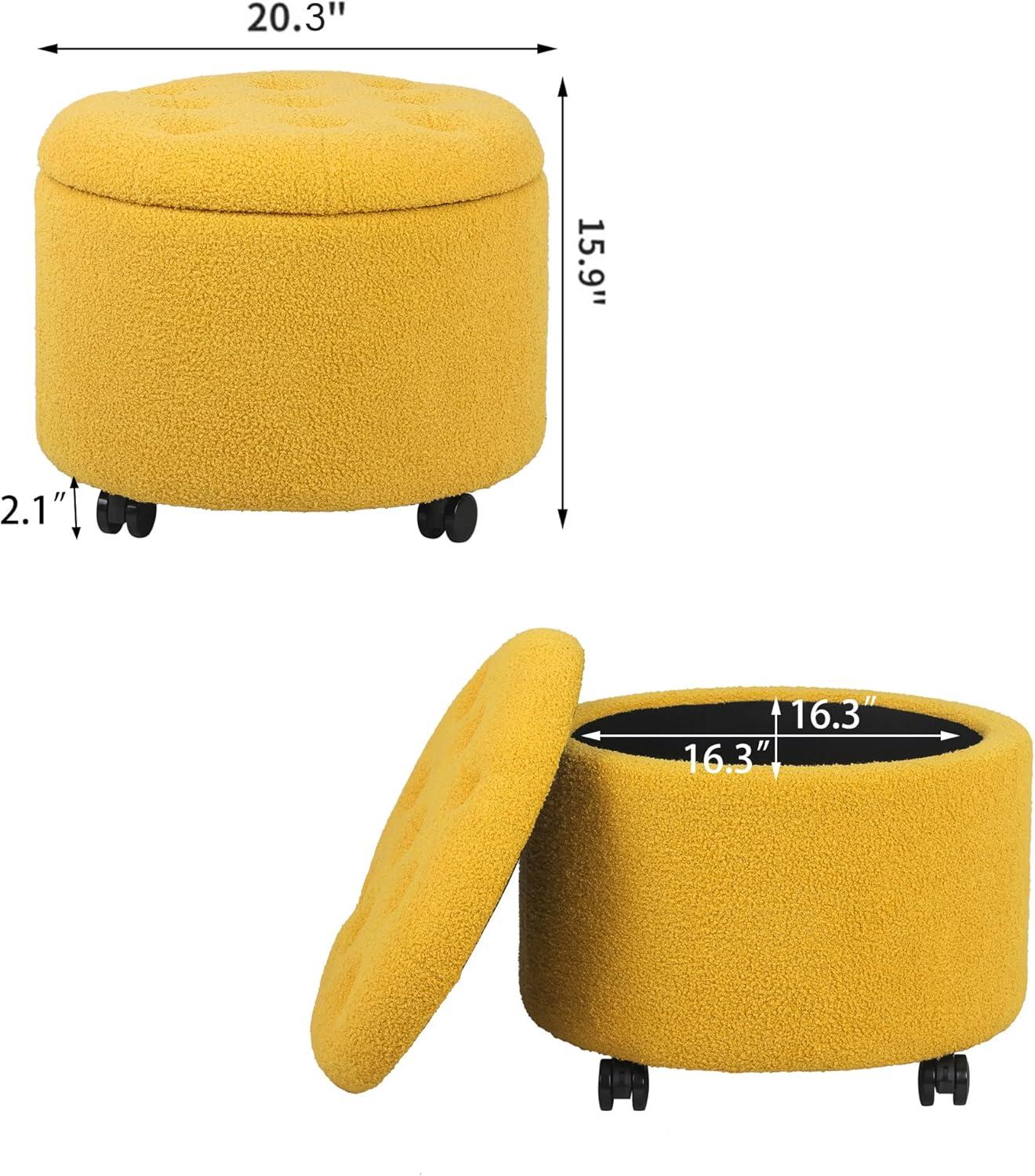 Joveco Button Tufted Velvet Storage Ottoman, Yellow