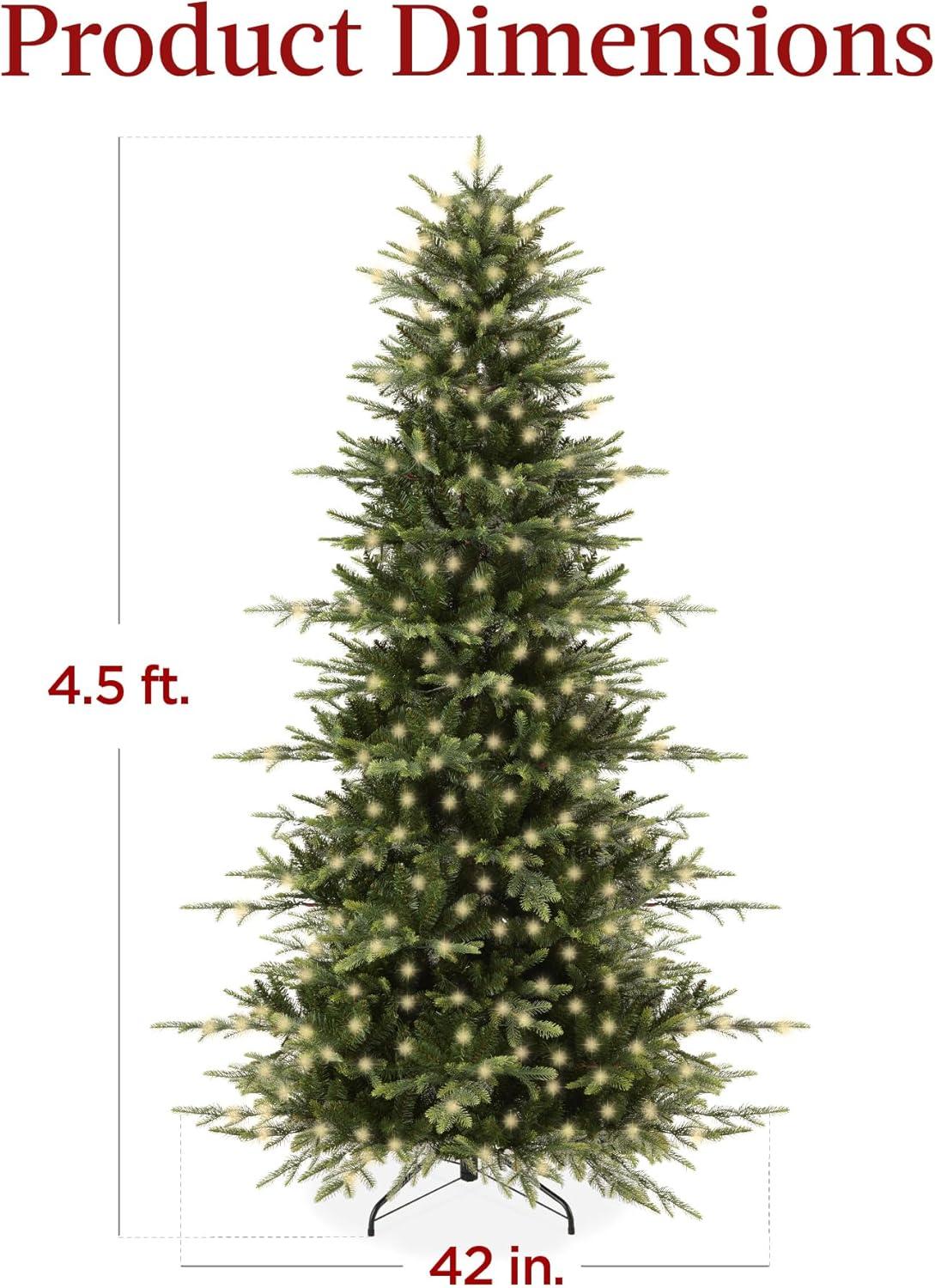 Best Choice Products Pre-Lit Artificial Aspen Noble Fir Christmas Tree w/ Branch Tips, LED Lights