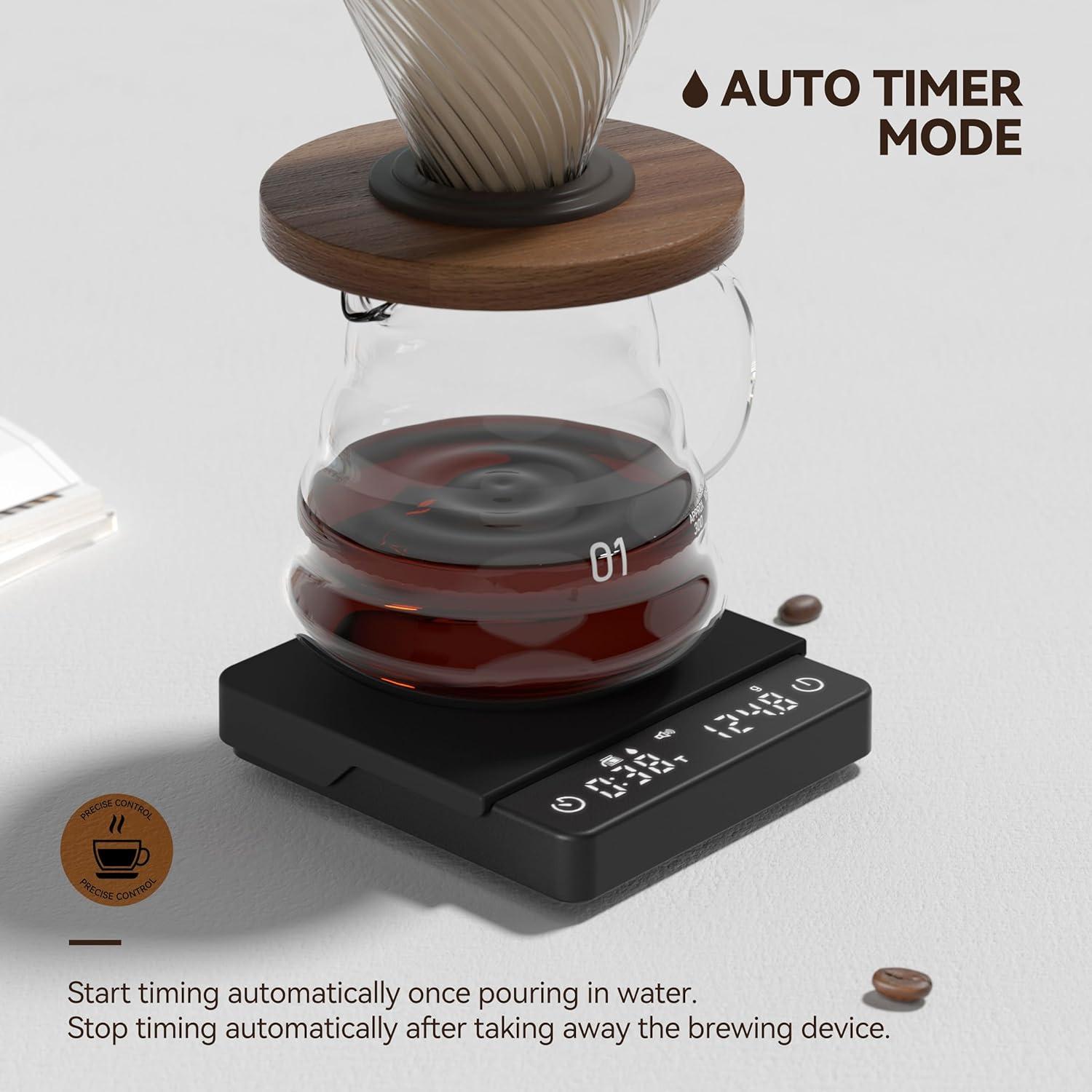 Mini Black Digital Coffee Scale with Timer and High Precision