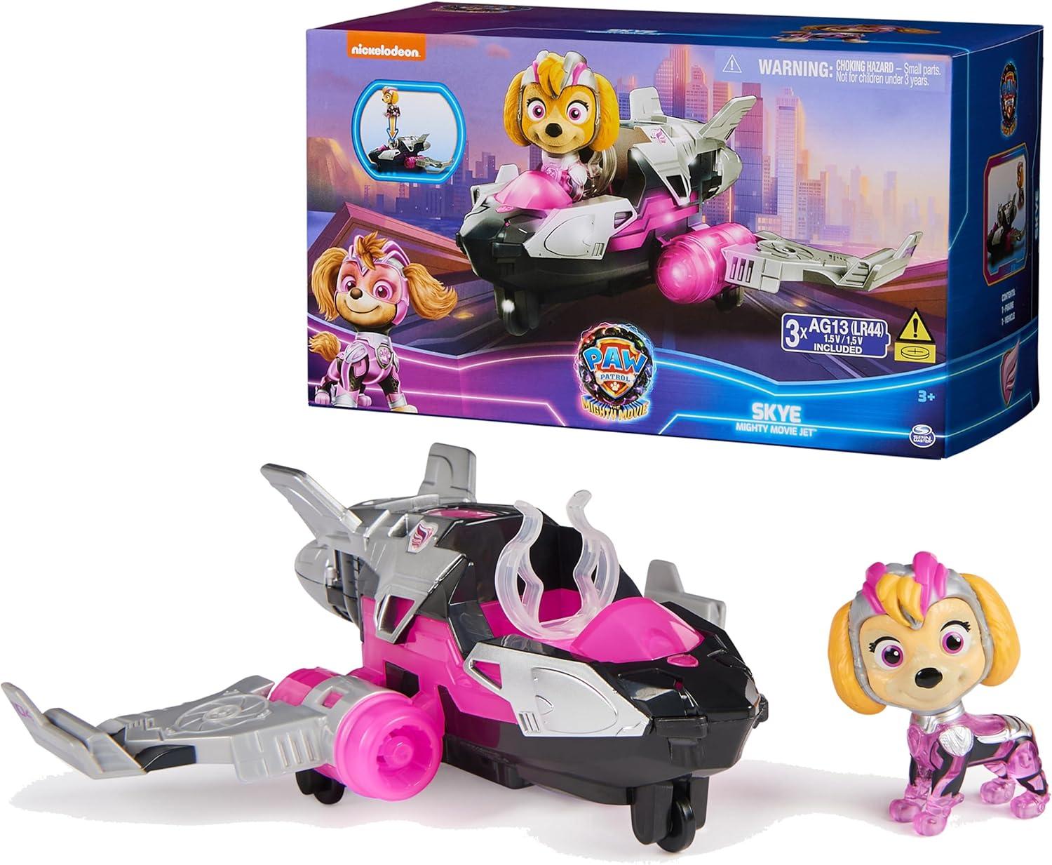 PAW Patrol: The Mighty Movie, Airplane Toy with Skye Mighty Pups Action Figure, Lights and Sounds, Kids Toys for Boys & Girls 3+