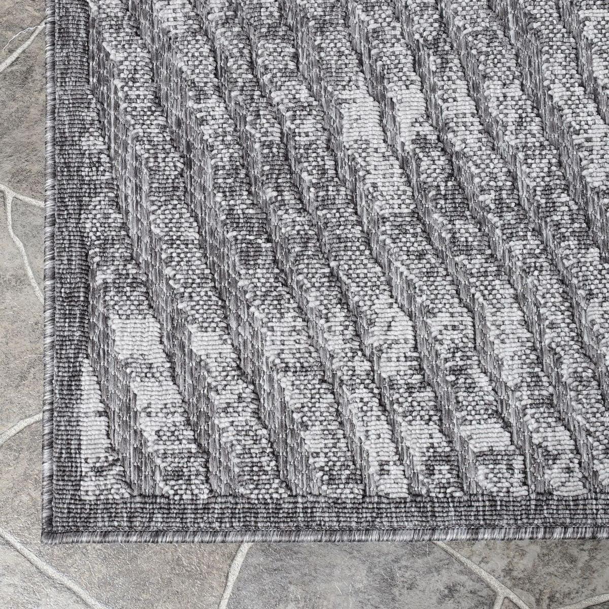 Superior Indoor Outdoor Area Rug, Perfect for Patio, Bedroom, Kitchen, Laundry Room, Entryway, Office, Playroom, Carpet Cover, Abstract Geometric Modern, Ellery Collection, 5' 2" x 7' 2", Grey