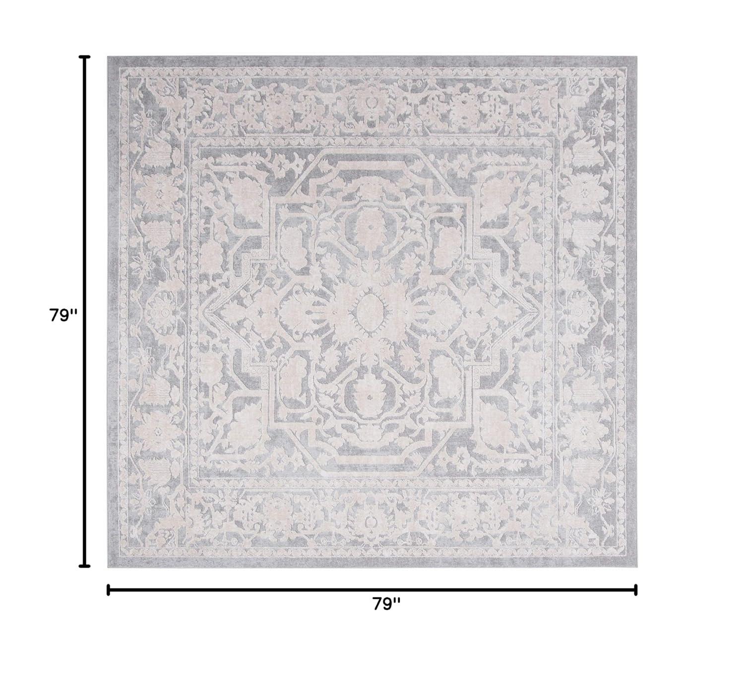 Reflection RFT665 Power Loomed Indoor Area Rug - Light Grey/Cream - 6'7"x6'7" - Safavieh.