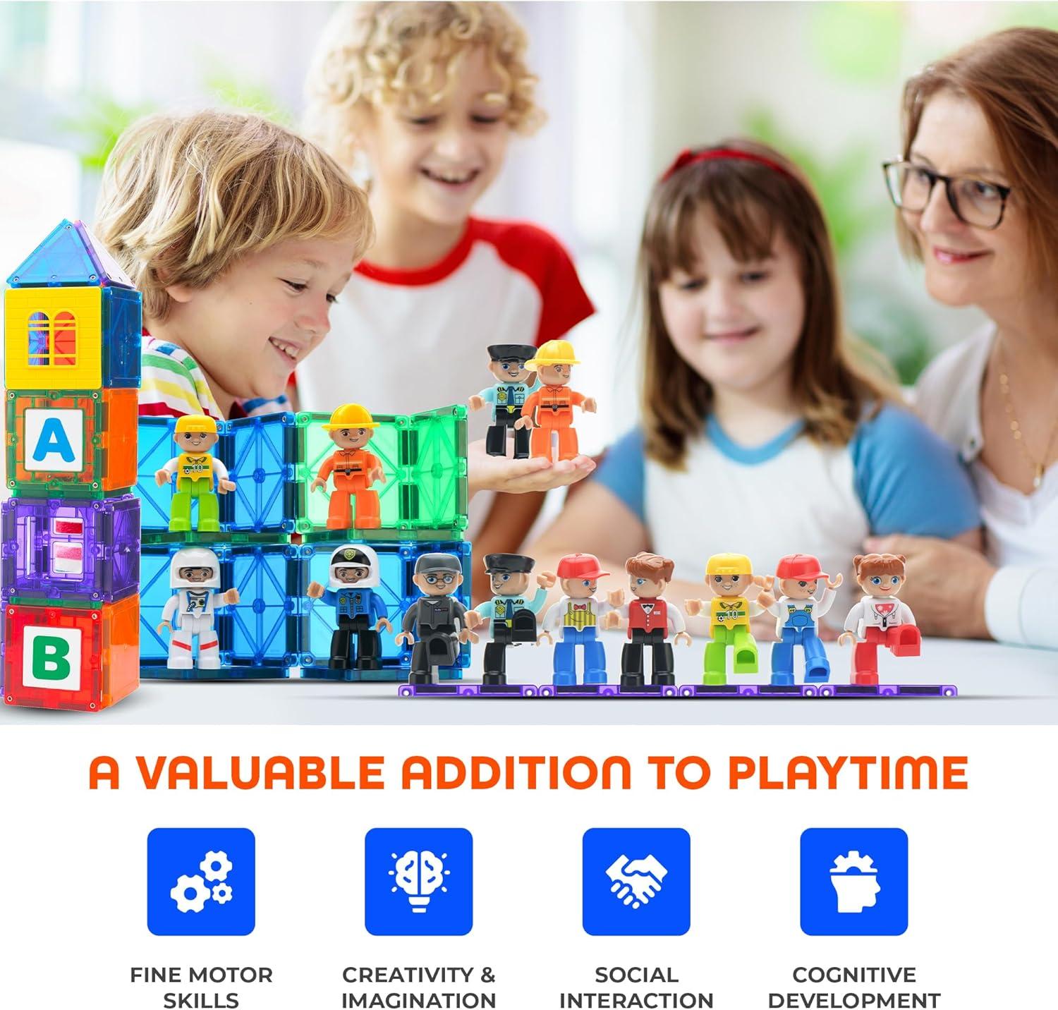 3 inch, Playmags Magnetic Figures Community Set of 15 Pieces