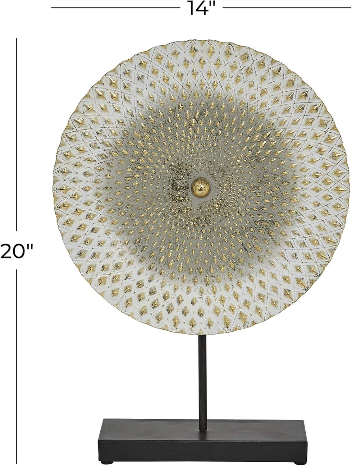 Dakota Fields Diahna Metal Geometric Decorative Gray Sculpture with Black Base