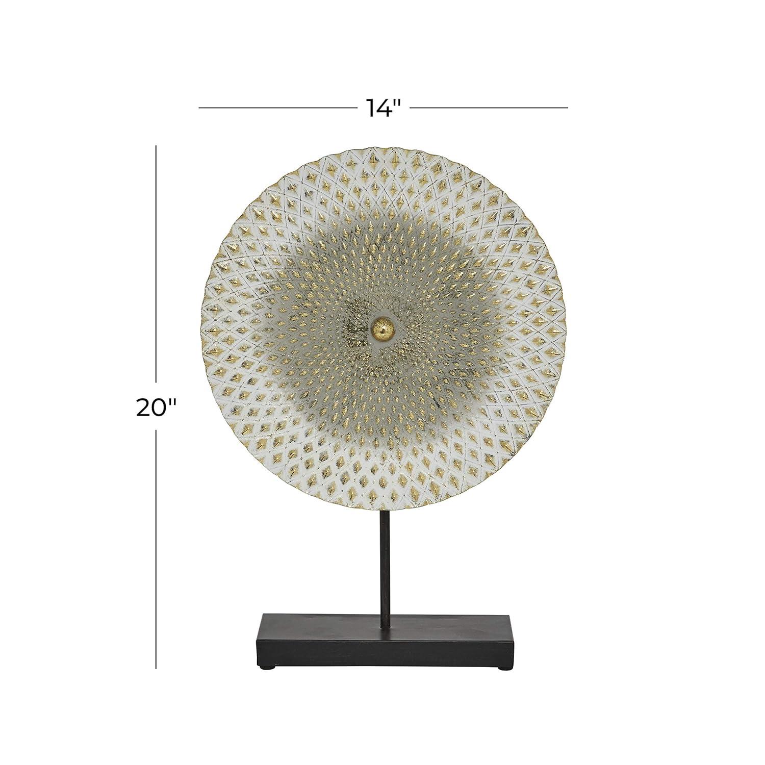 Dakota Fields Diahna Metal Geometric Decorative Gray Sculpture with Black Base