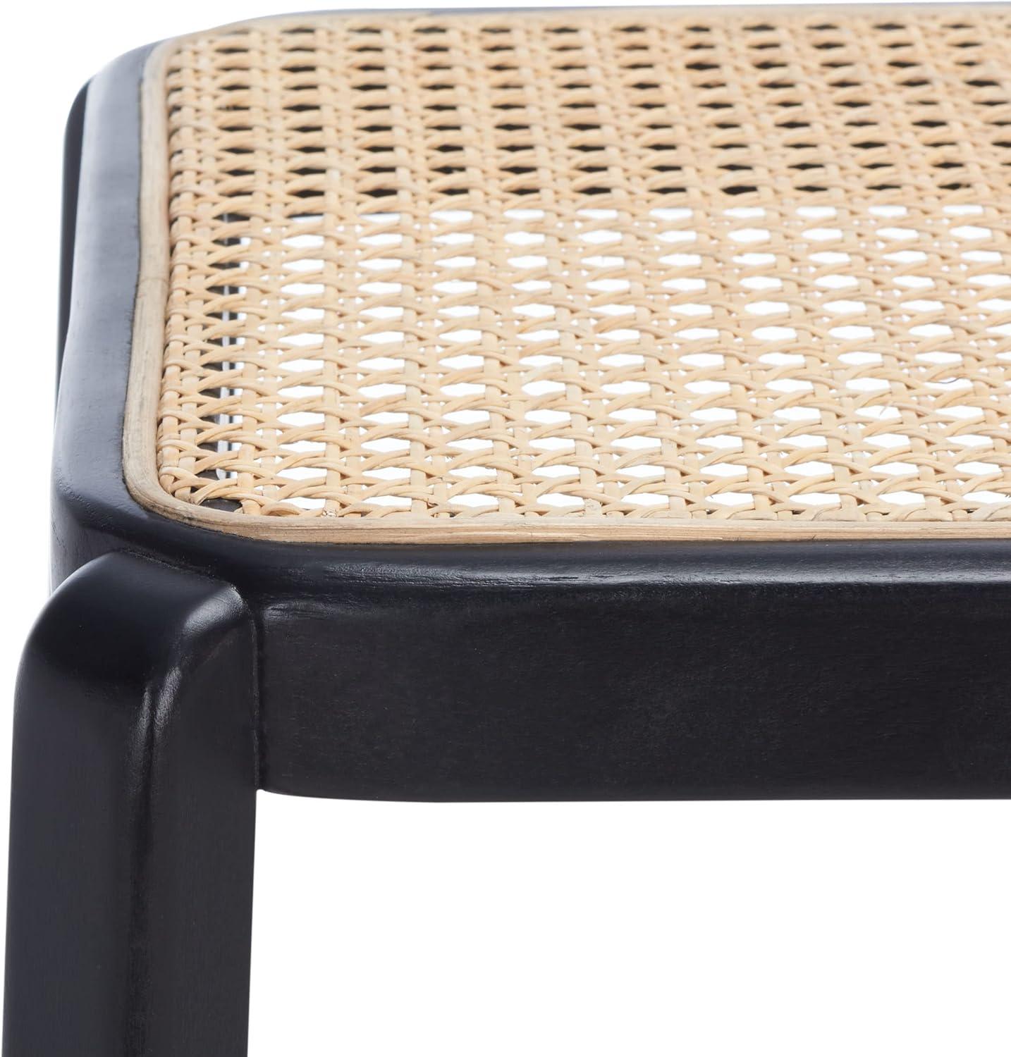 Silus Backless Cane Counter Stool - Black/Natural - Safavieh
