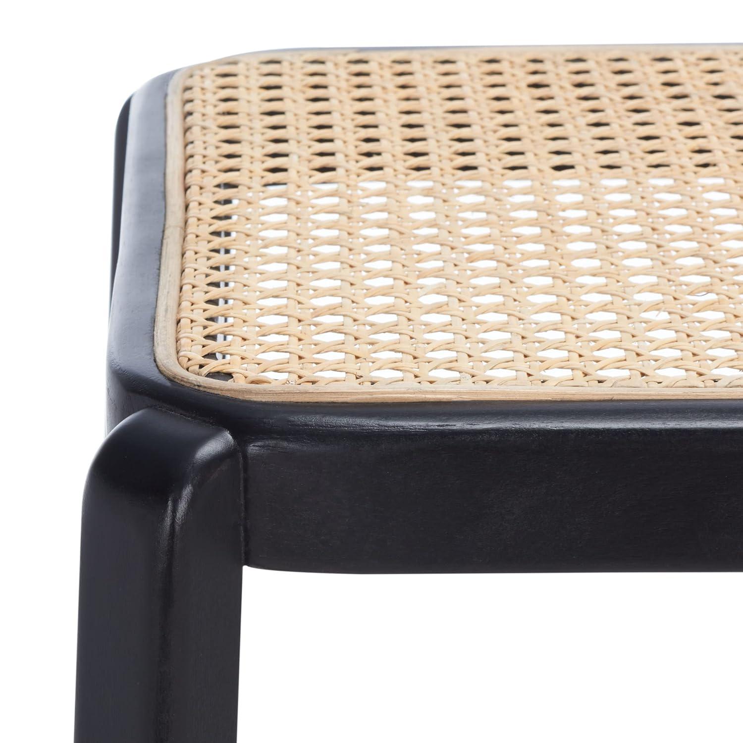 Silus Backless Cane Counter Stool - Black/Natural - Safavieh