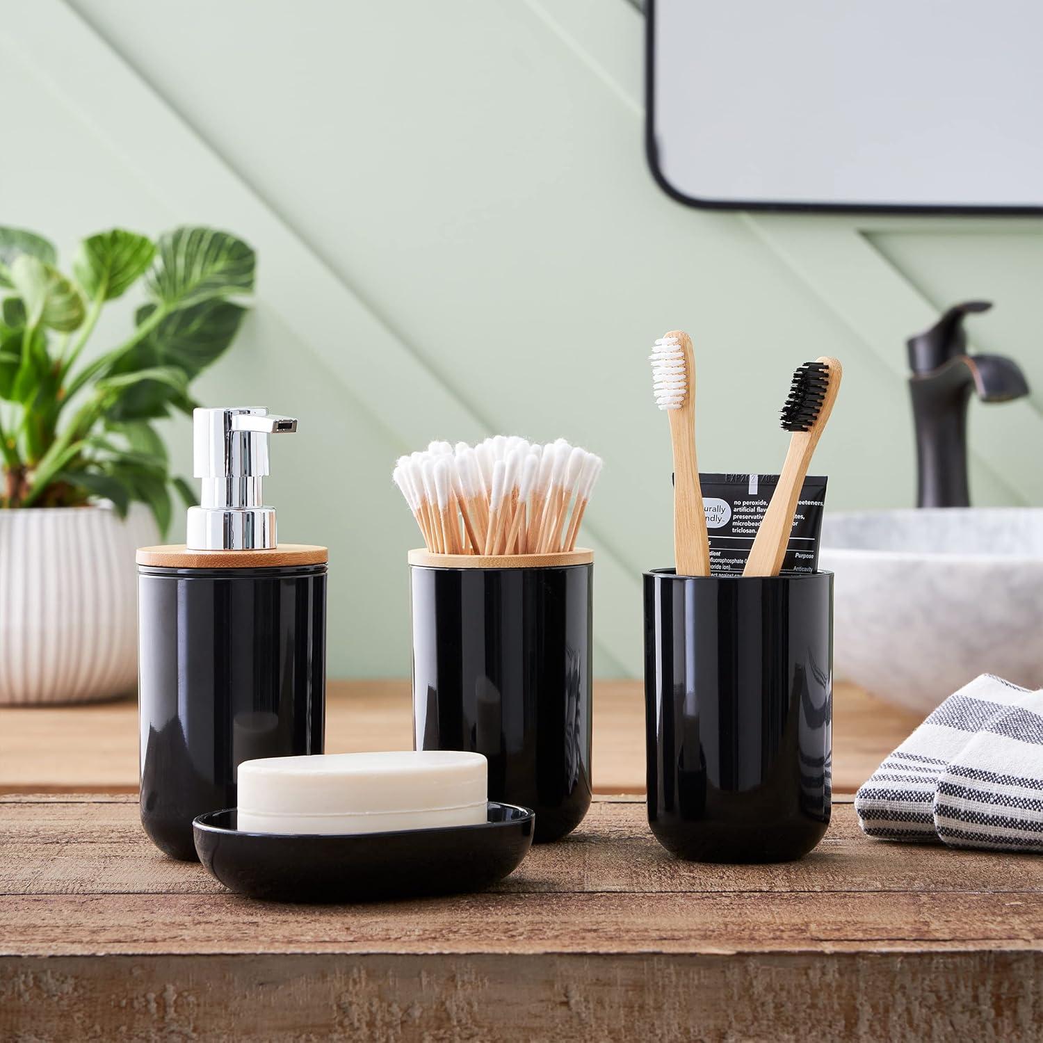 Home-Complete 6-Piece Complete Bathroom Accessories Set (Black)