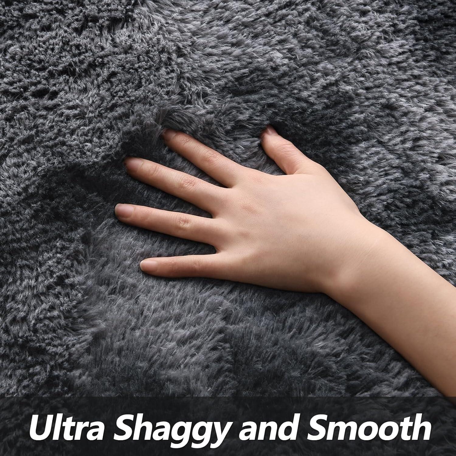 Noahas Fluffy Shaggy Rugs, 5x8 Feet Purple Plush Rugs for Girls Bedroom, Soft Kids Room Carpets, Large Bedside Rug, Upgrade Non-Slip Rugs for Children Nursery Dorm Home Decor, Purple