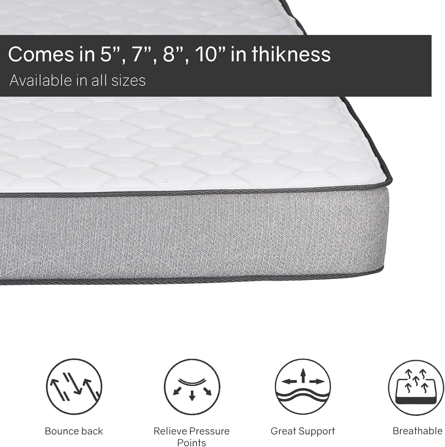 Twin Medium Firm High Density Foam Mattress in White and Gray